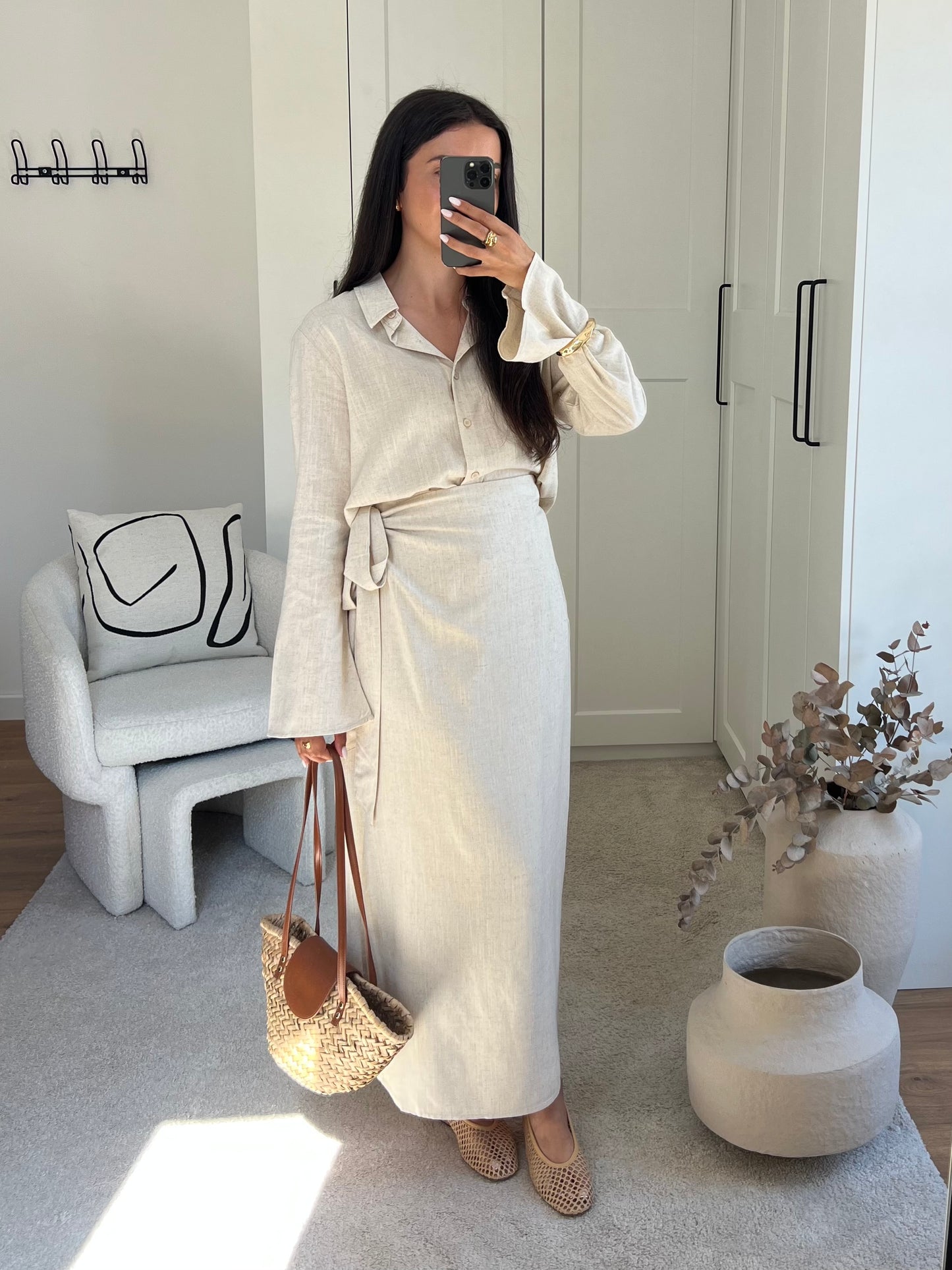 ENSEMBLE JUPE À NOUER LIN BEIGE