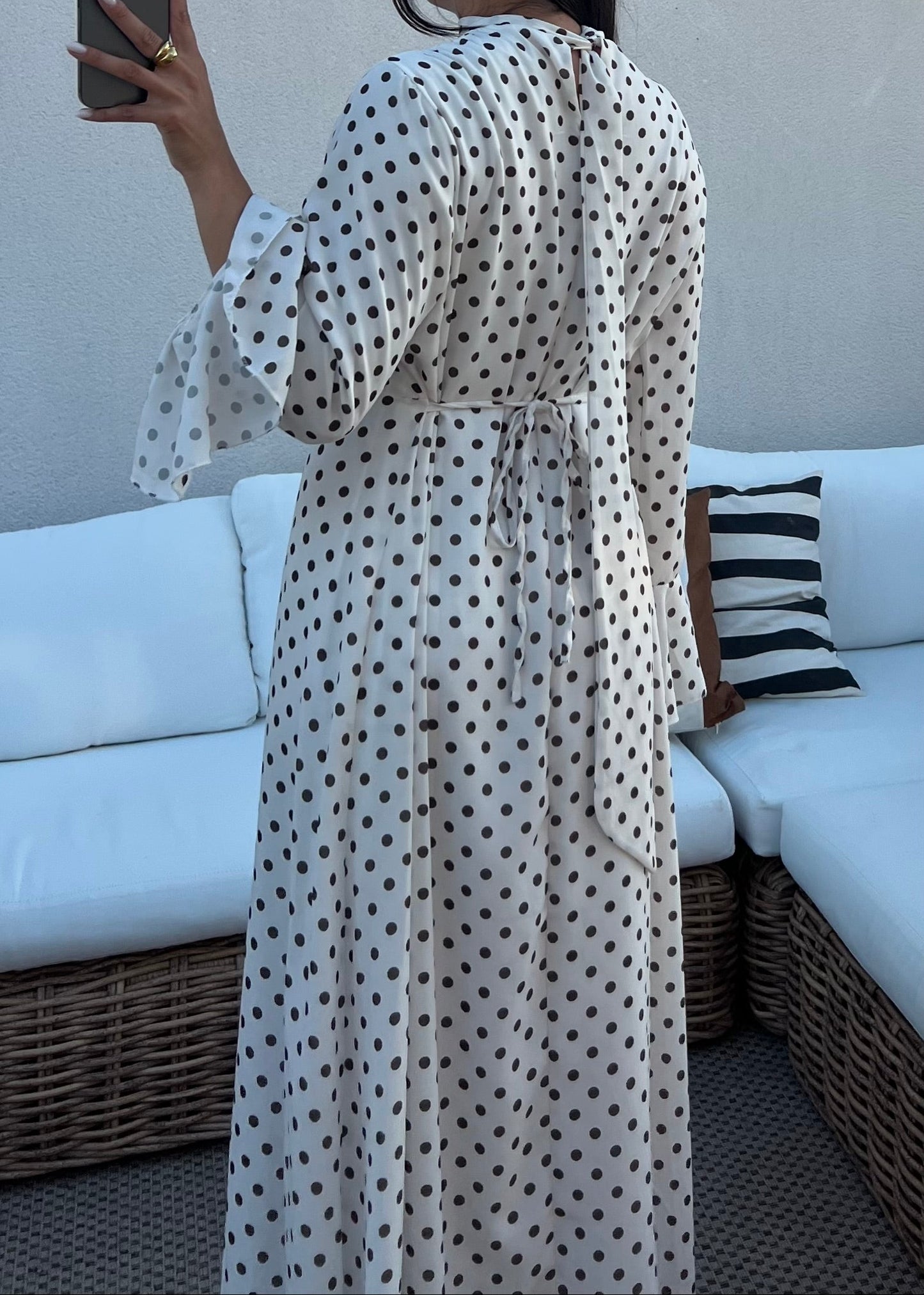 ROBE À POIS ÉCRU