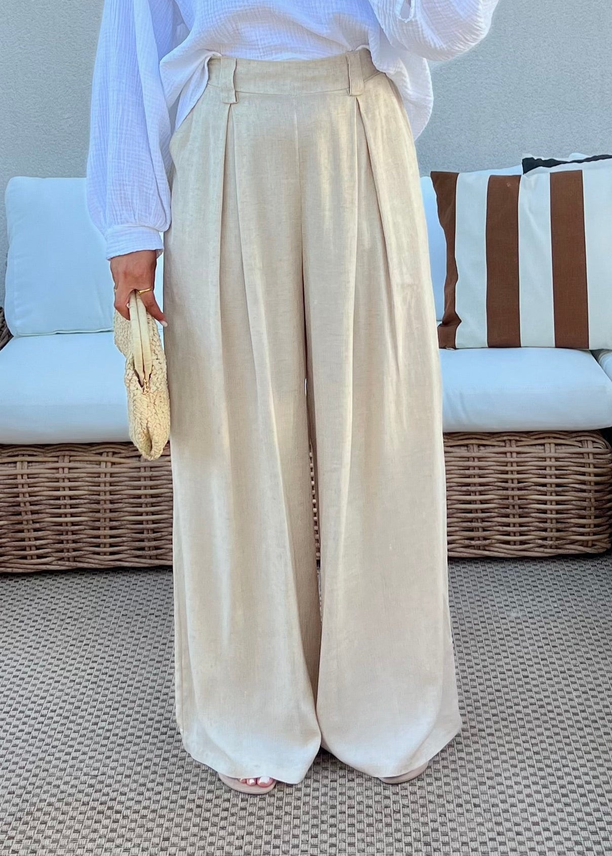 PANTALON FLUIDE LIN BEIGE