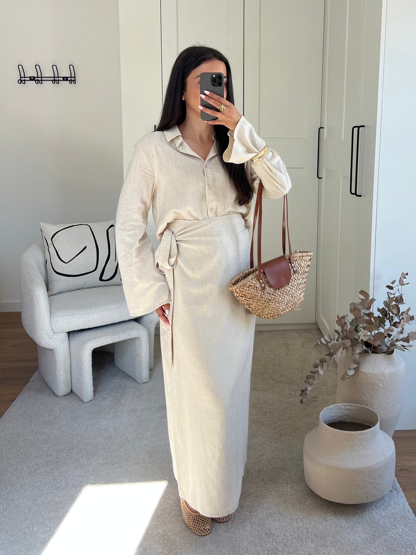 ENSEMBLE JUPE À NOUER LIN BEIGE