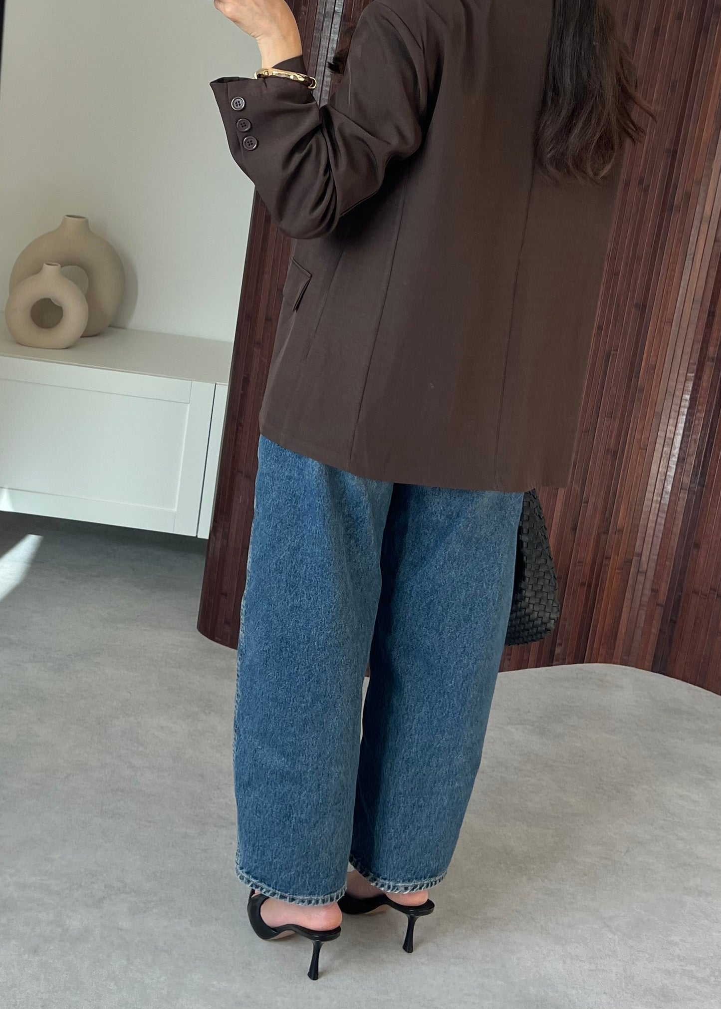 BLAZER COL CROISÉ MARRON