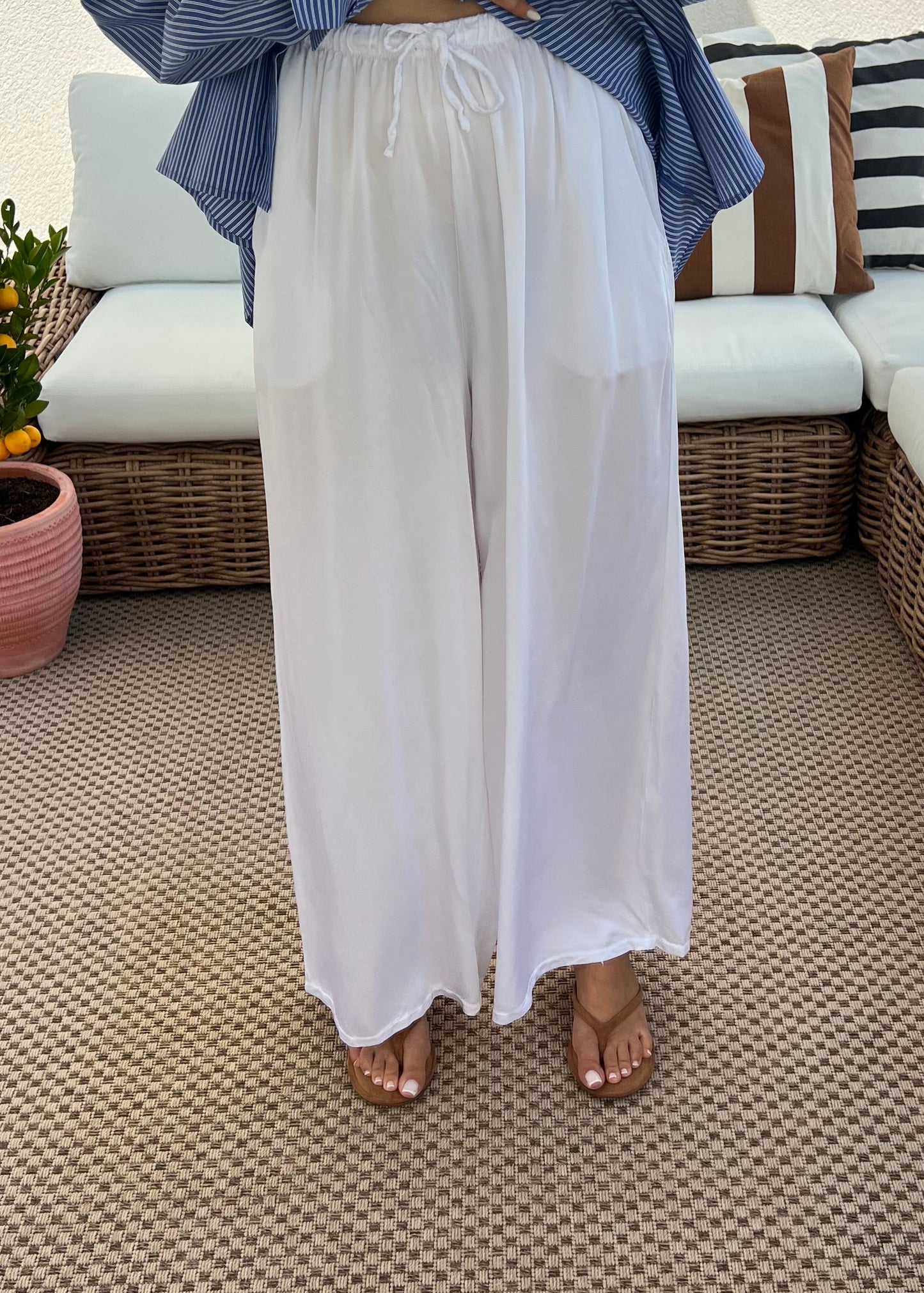 PANTALON SATIN BLANC