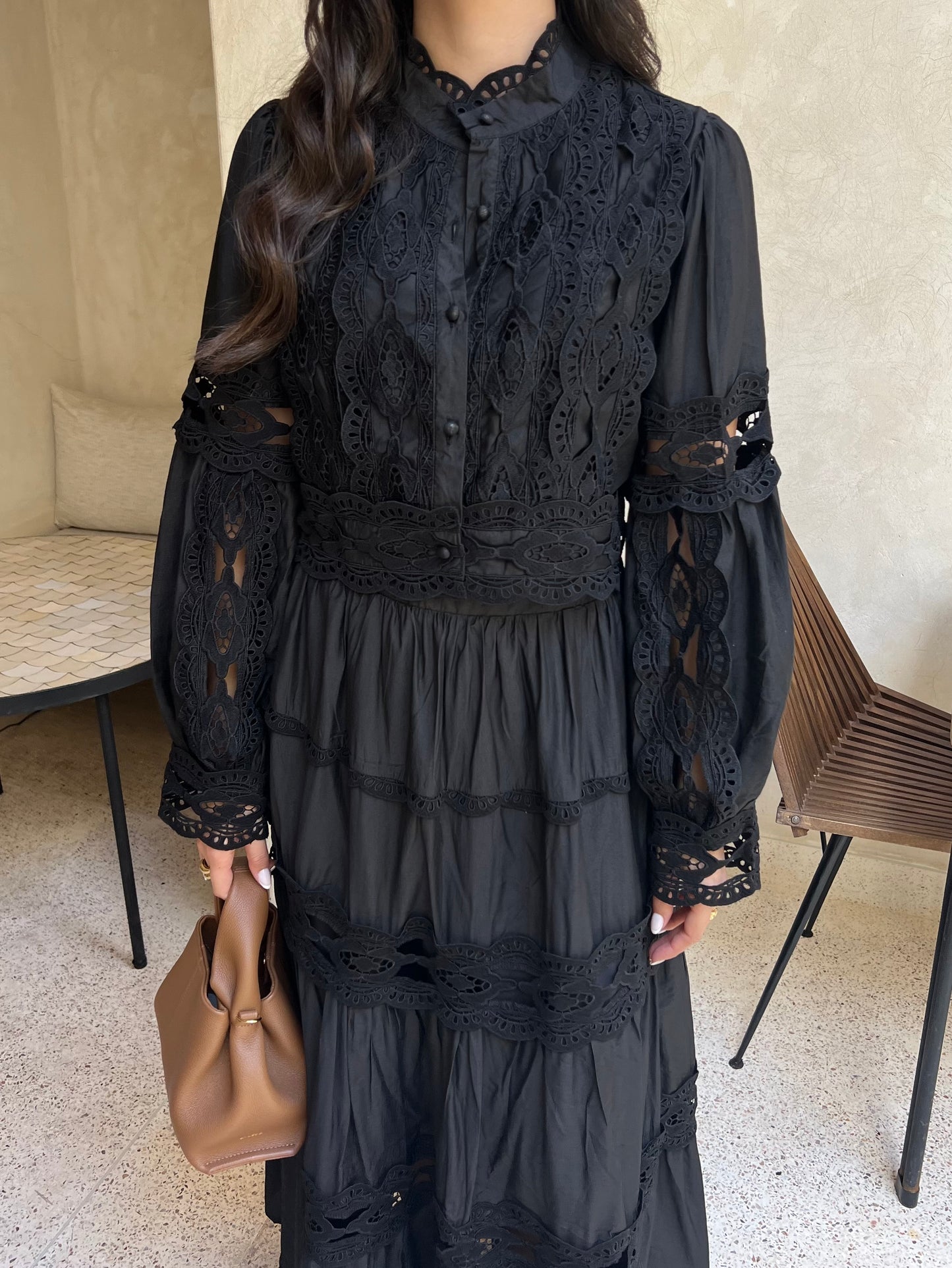 ENSEMBLE JUPE BRODÉ NOIR