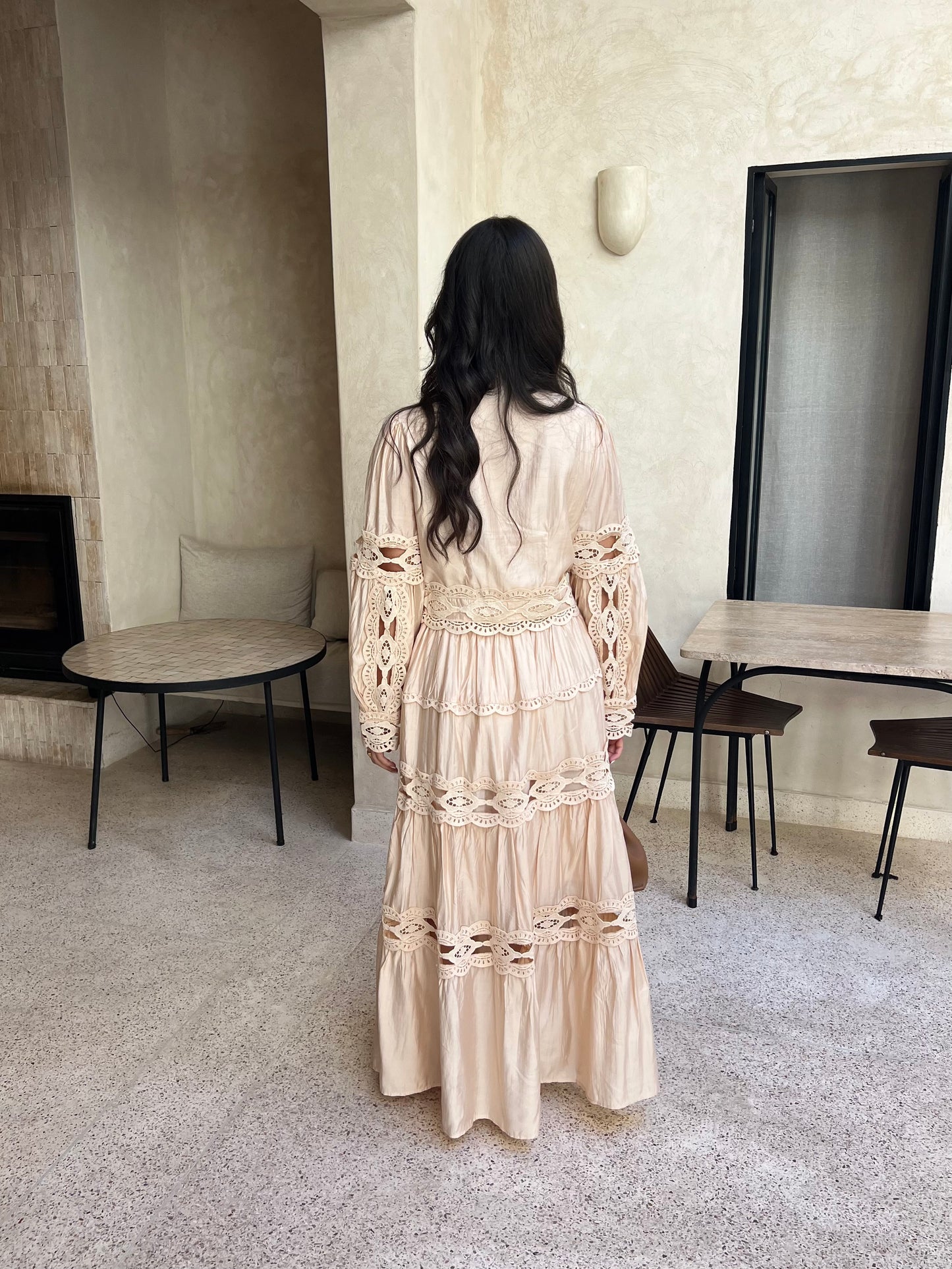 ENSEMBLE JUPE BRODÉ BEIGE NUDE