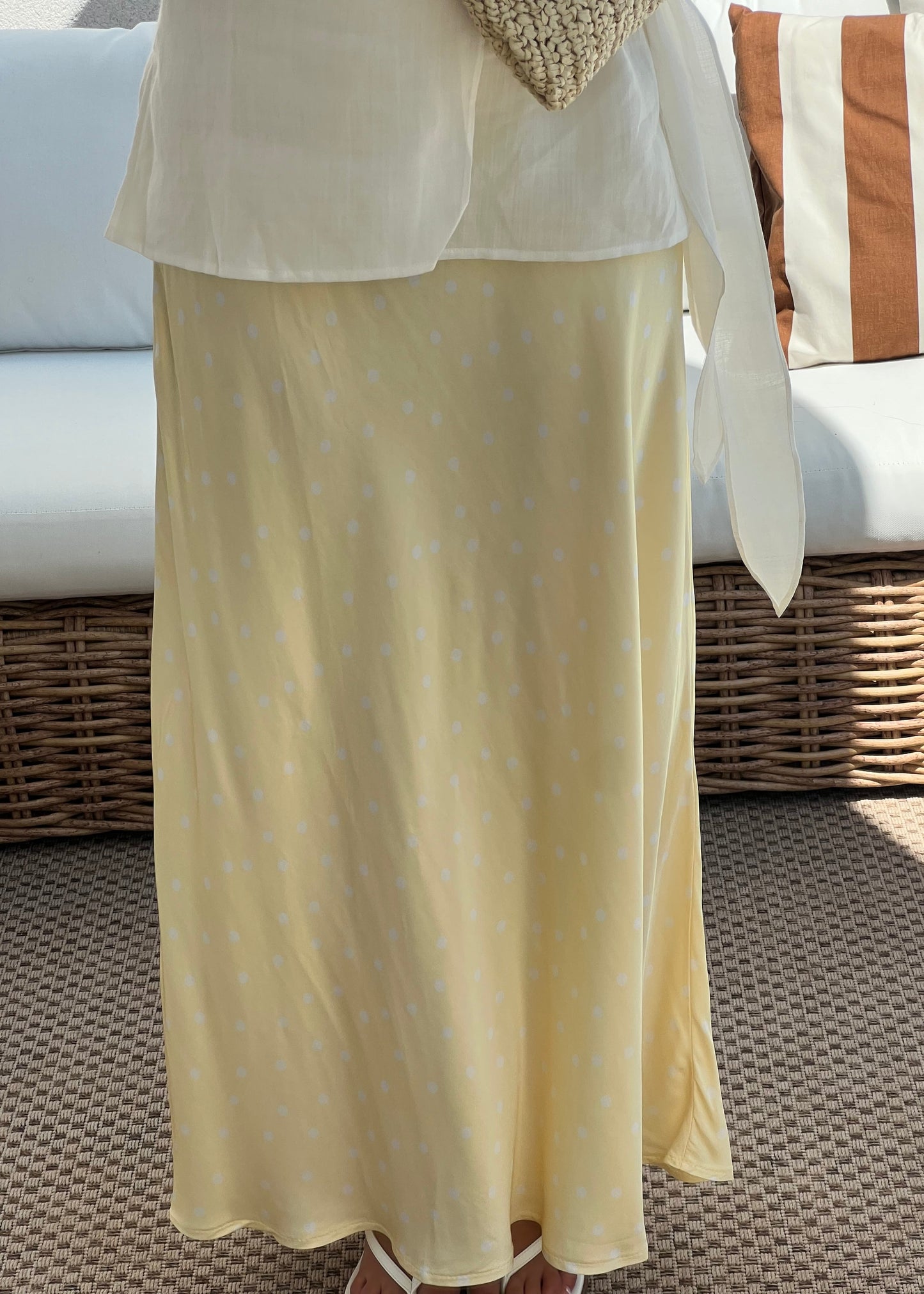 JUPE JAUNE POIS BLANC