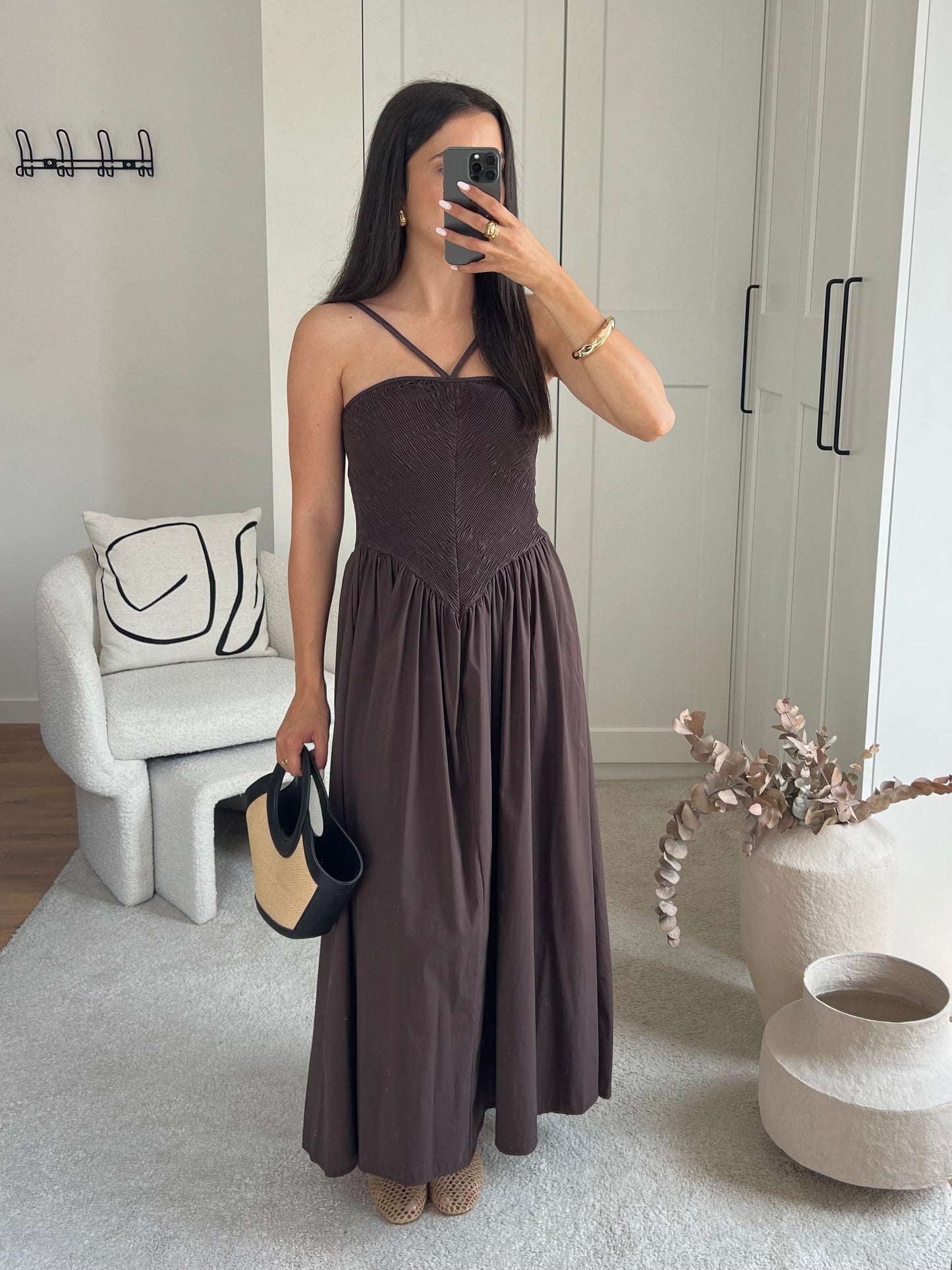 ROBE BRETELLE MARRON