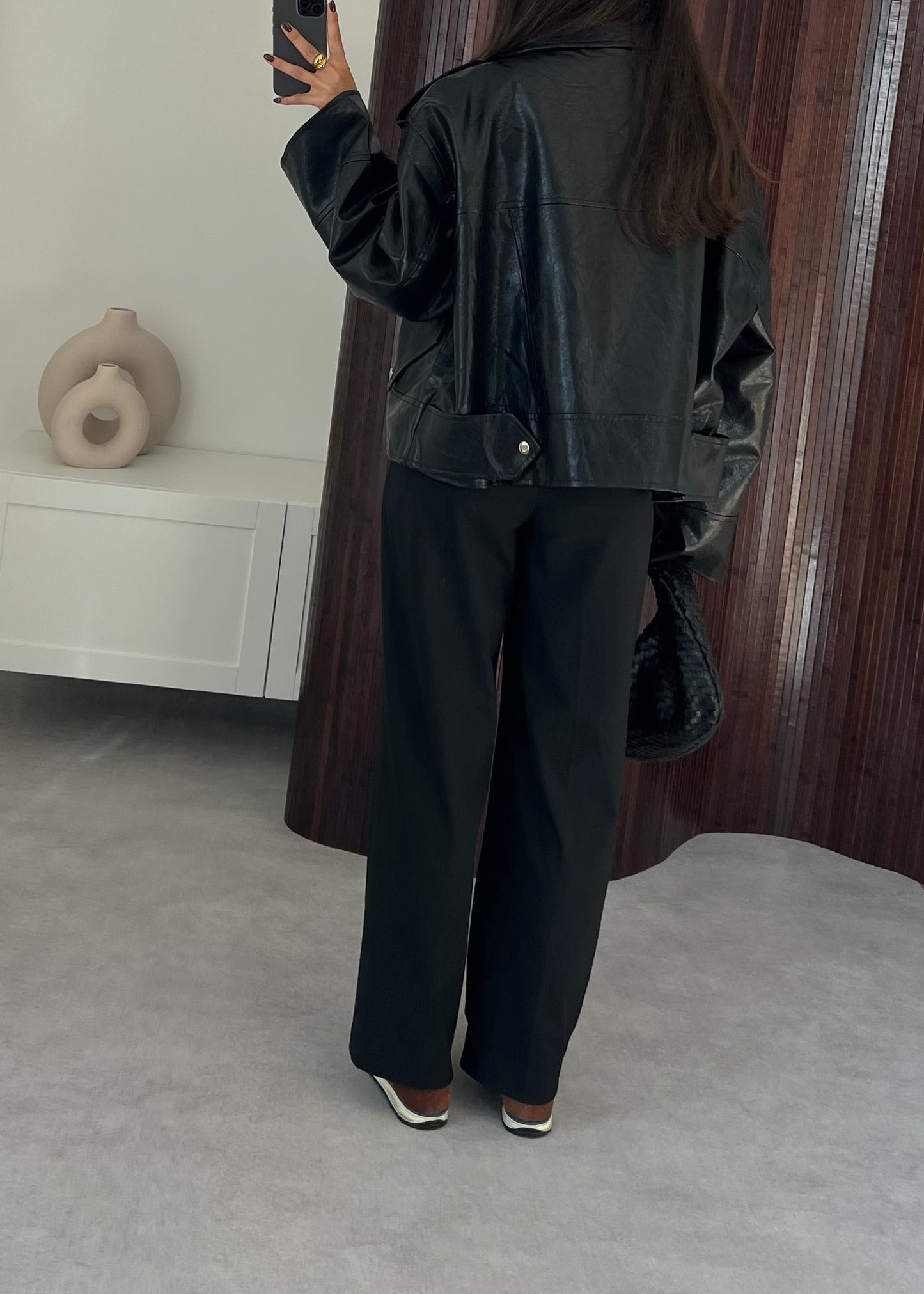 VESTE SIMILI CUIR OVERSIZE NOIRE