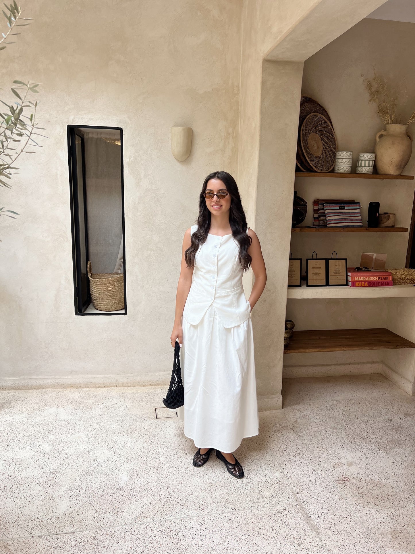 ENSEMBLE JUPE GILET BLANC