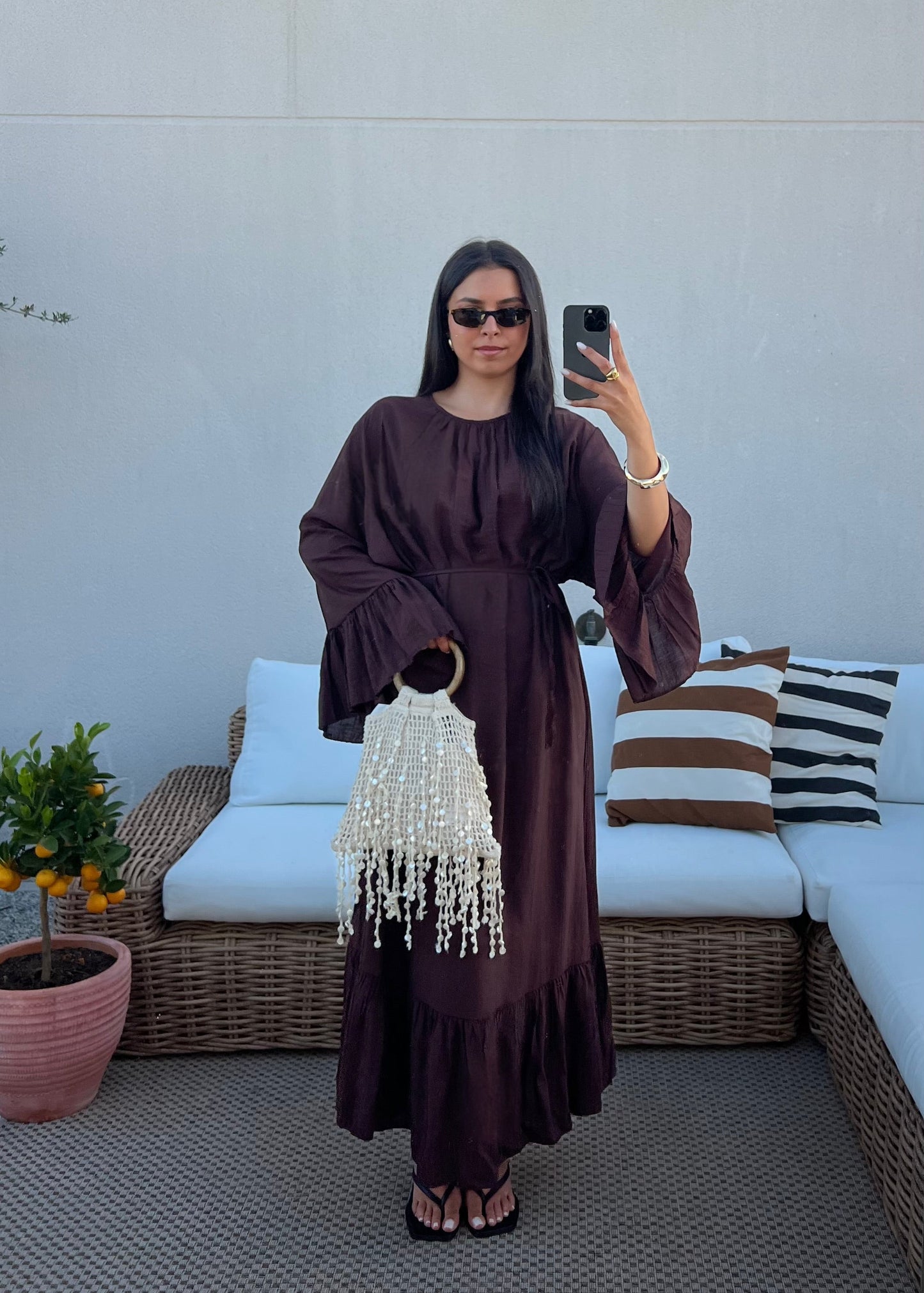 ROBE FLUIDE MARRON