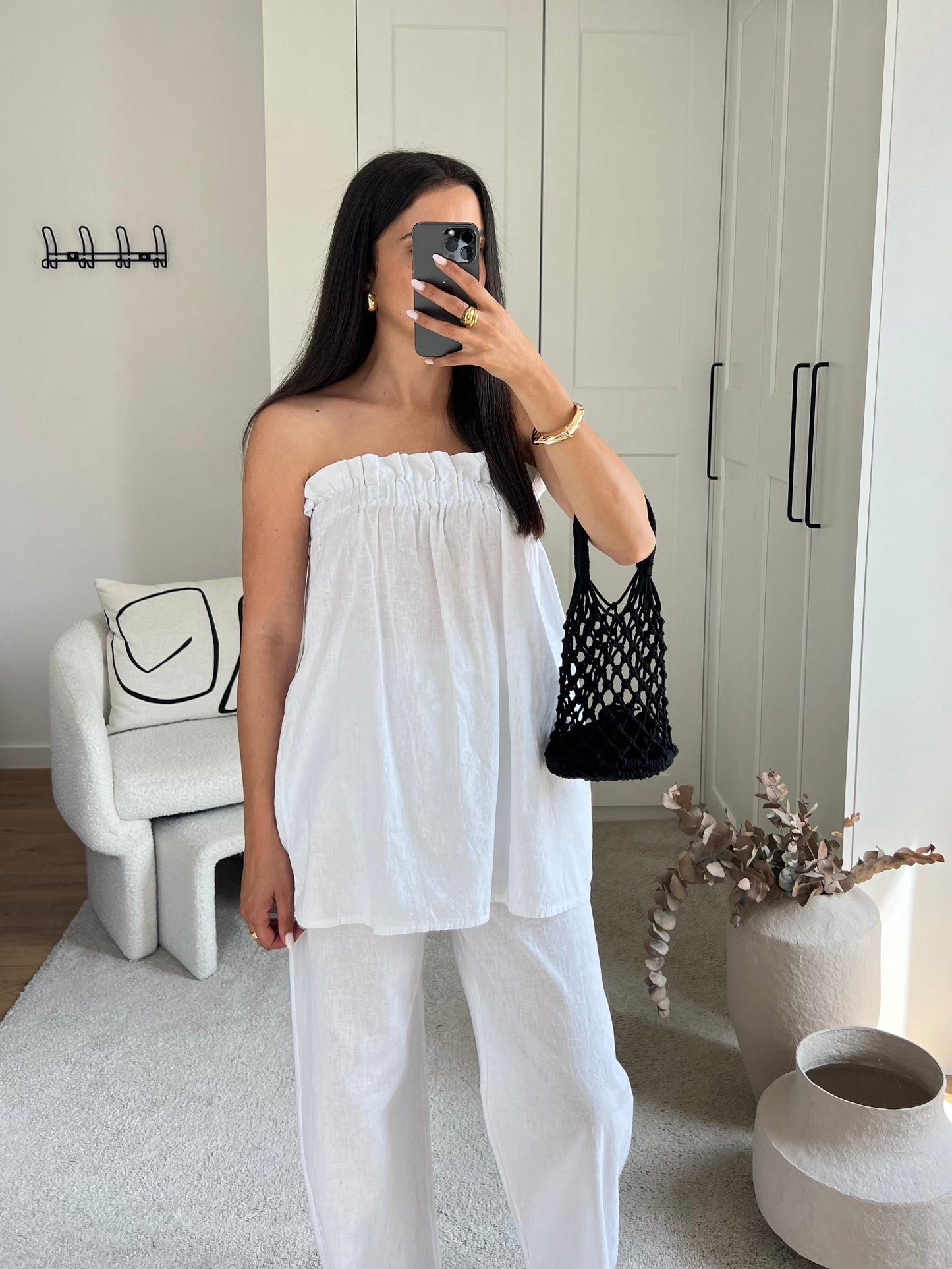 ENSEMBLE LIN BUSTIER BLANC