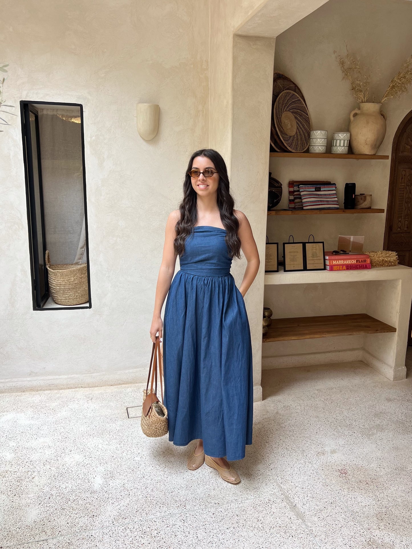 ROBE BUSTIER EFFET JEANS