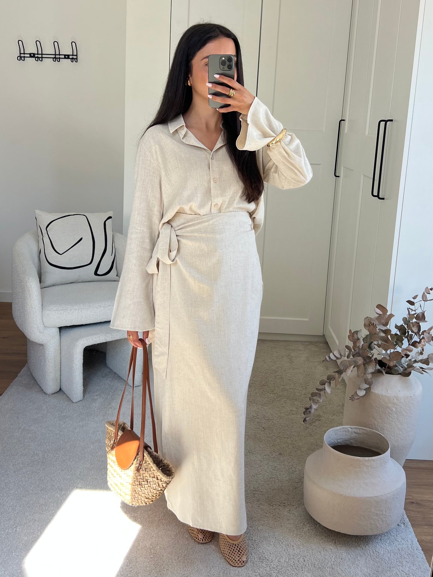 ENSEMBLE JUPE À NOUER LIN BEIGE
