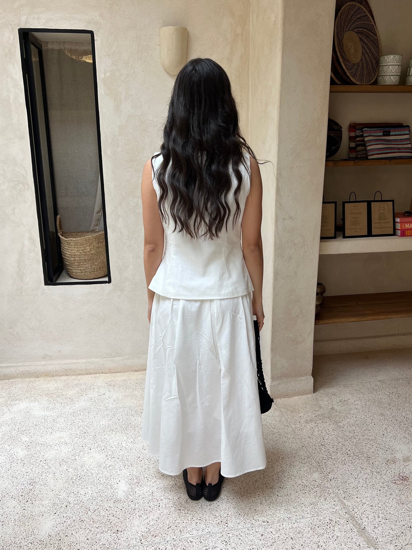 ENSEMBLE JUPE GILET BLANC