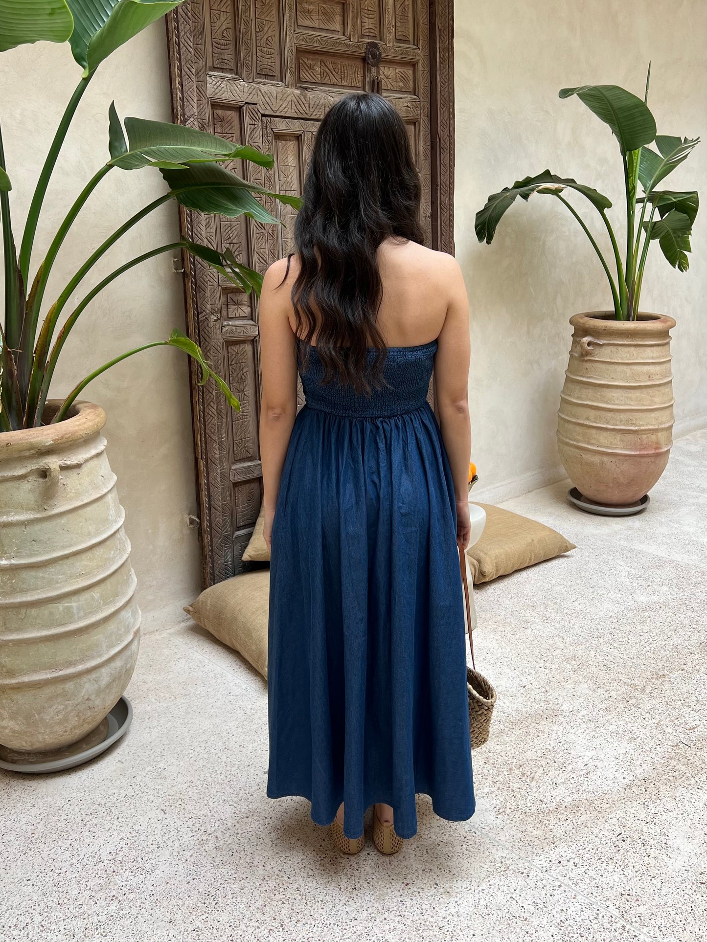 ROBE BUSTIER EFFET JEANS