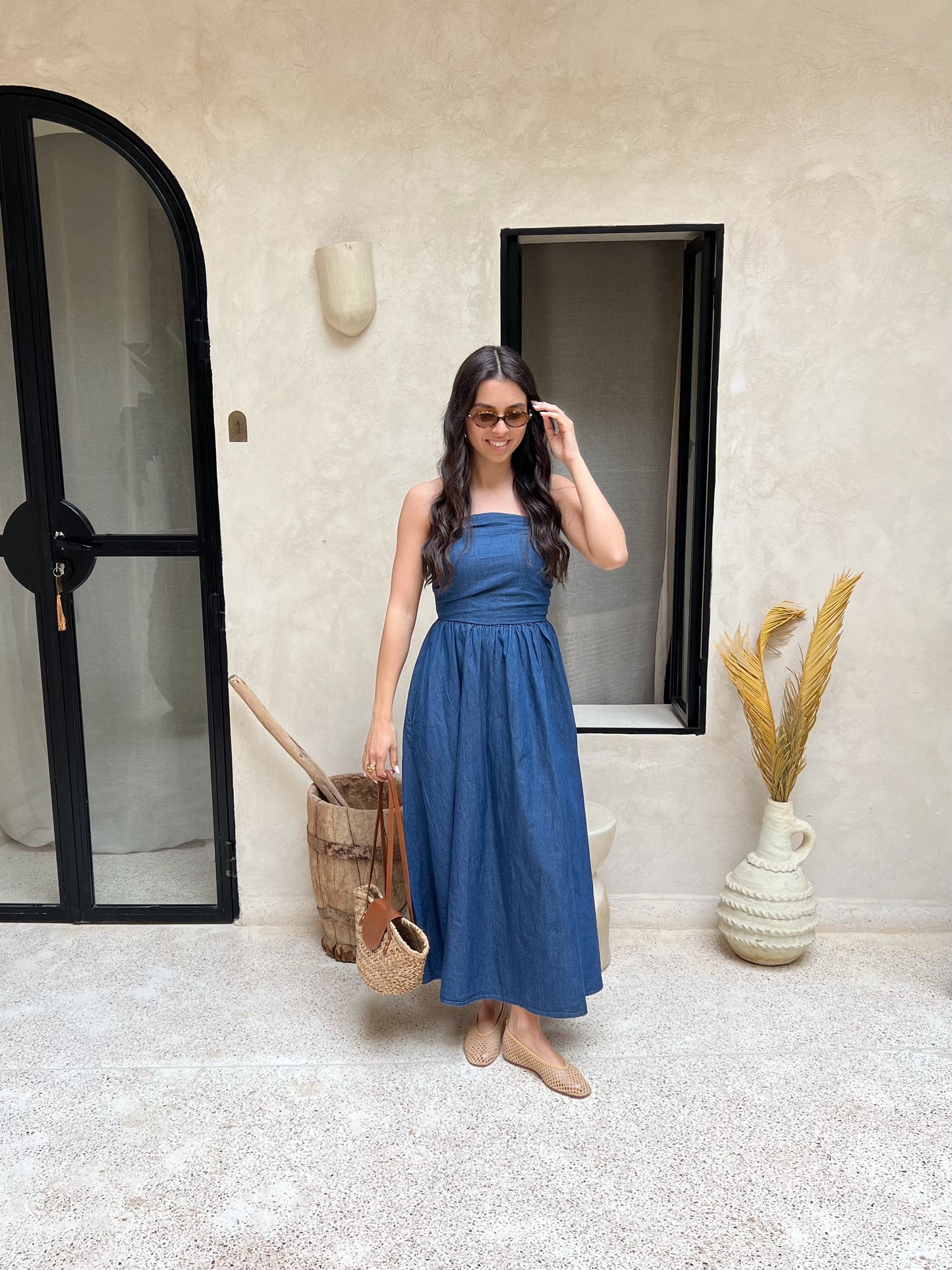 ROBE BUSTIER EFFET JEANS