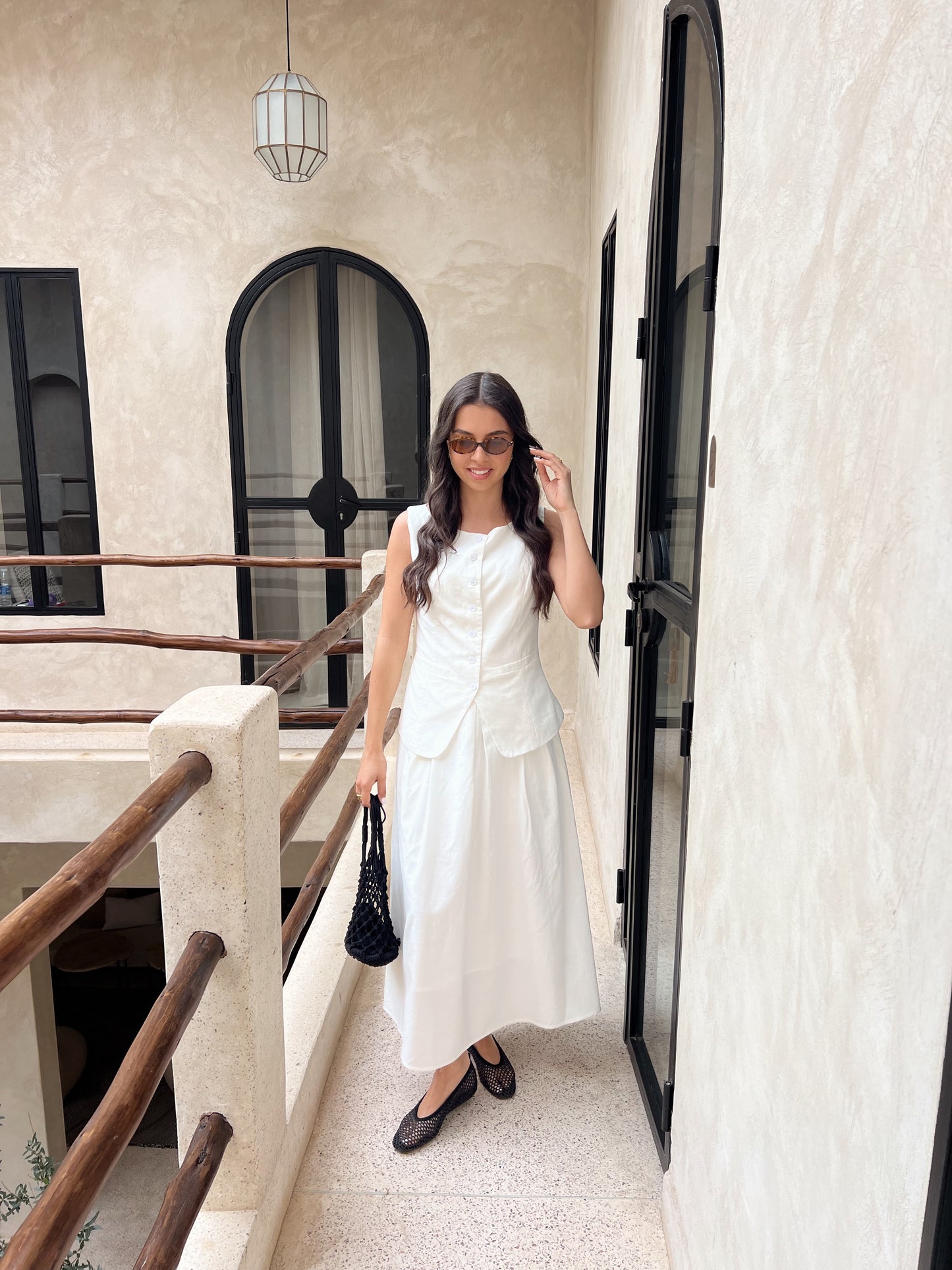 ENSEMBLE JUPE GILET BLANC