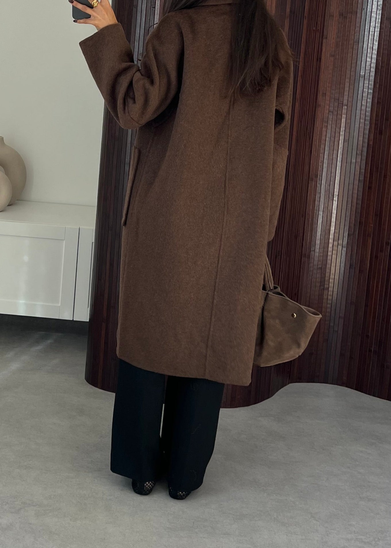 MANTEAU LAINE MARRON