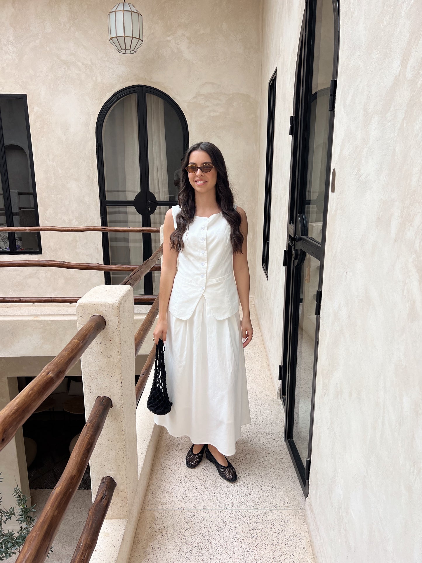 ENSEMBLE JUPE GILET BLANC