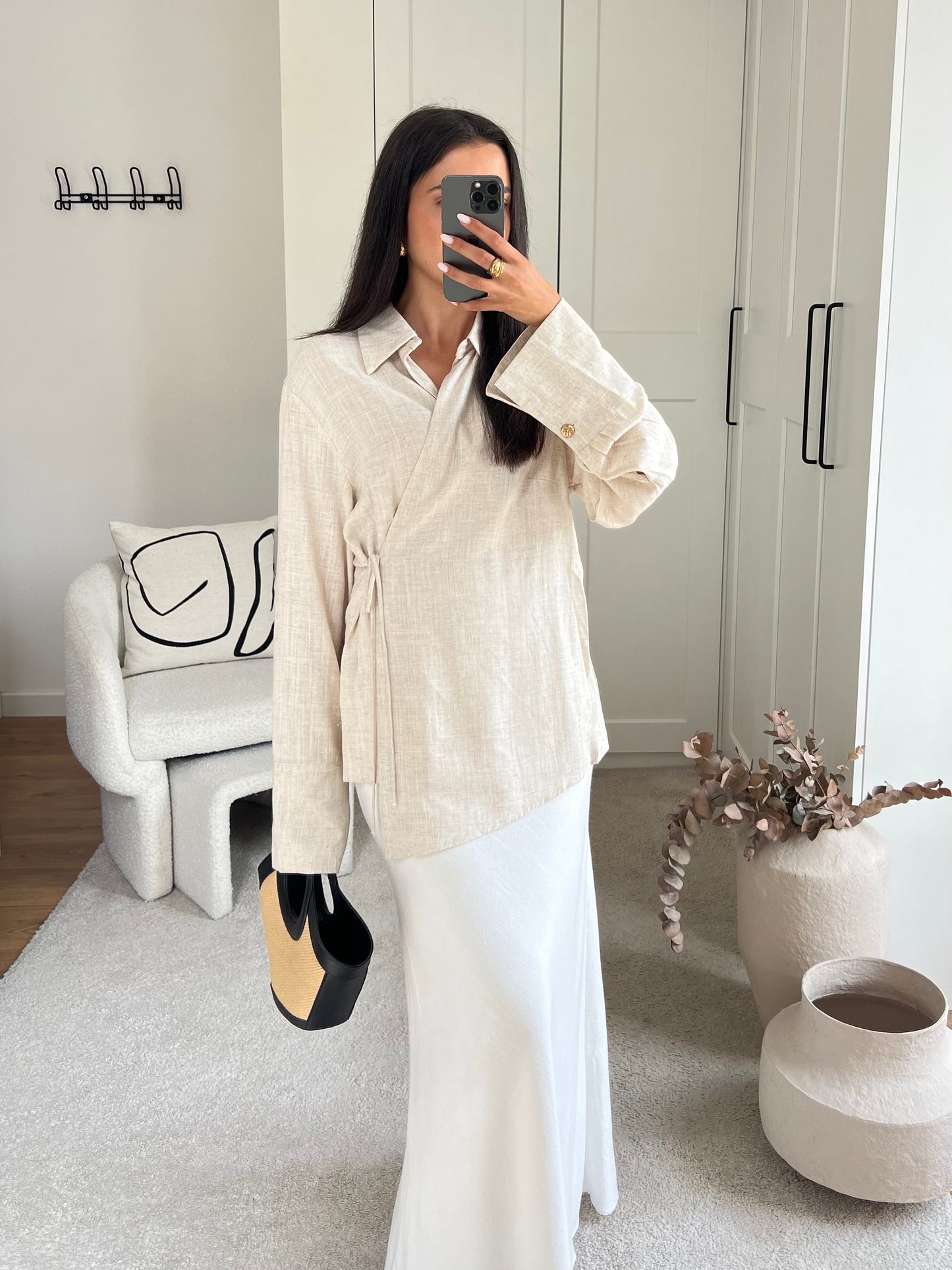 CHEMISE LIN BEIGE À NOUER