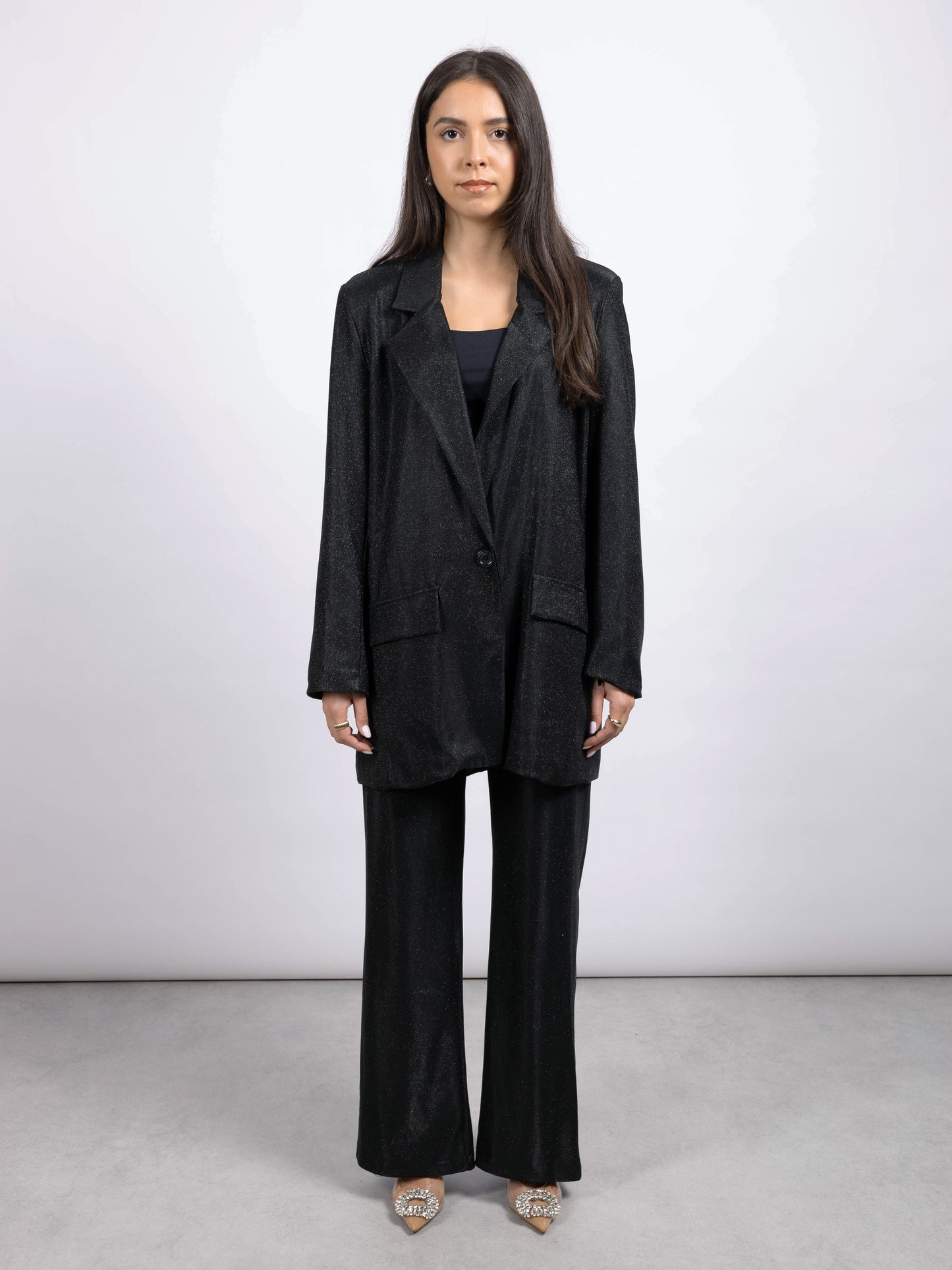BLACK IRIDESCENT BLAZER SET
