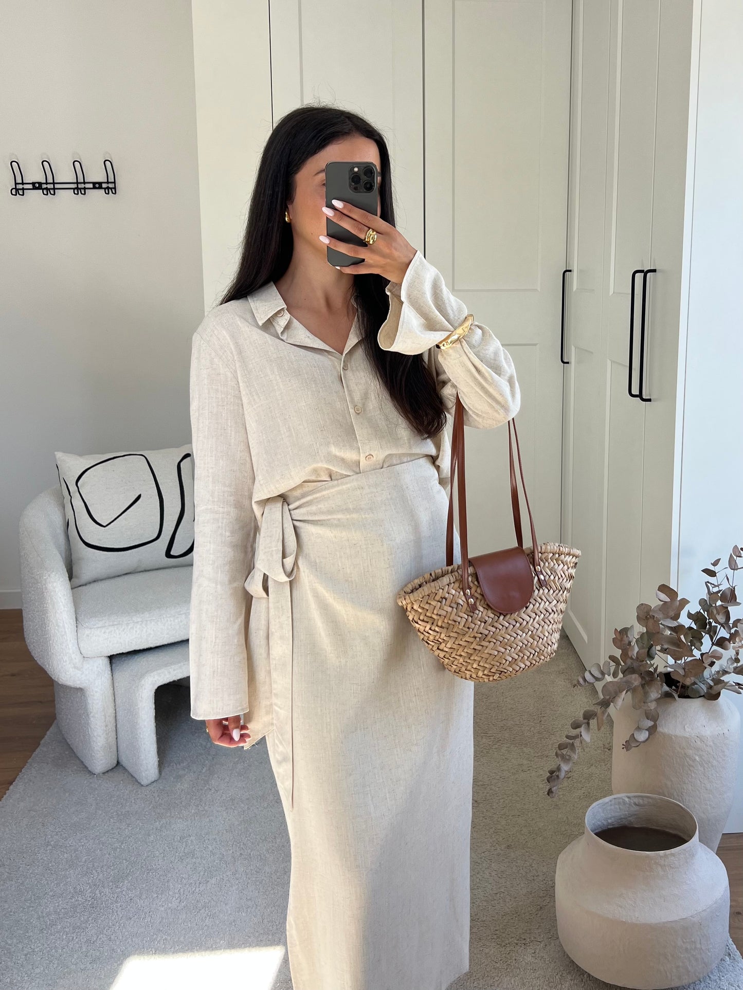 ENSEMBLE JUPE À NOUER LIN BEIGE