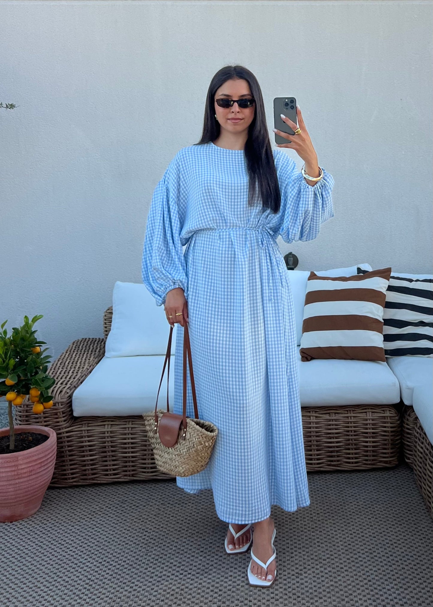 ROBE VICHY BLEU CIEL