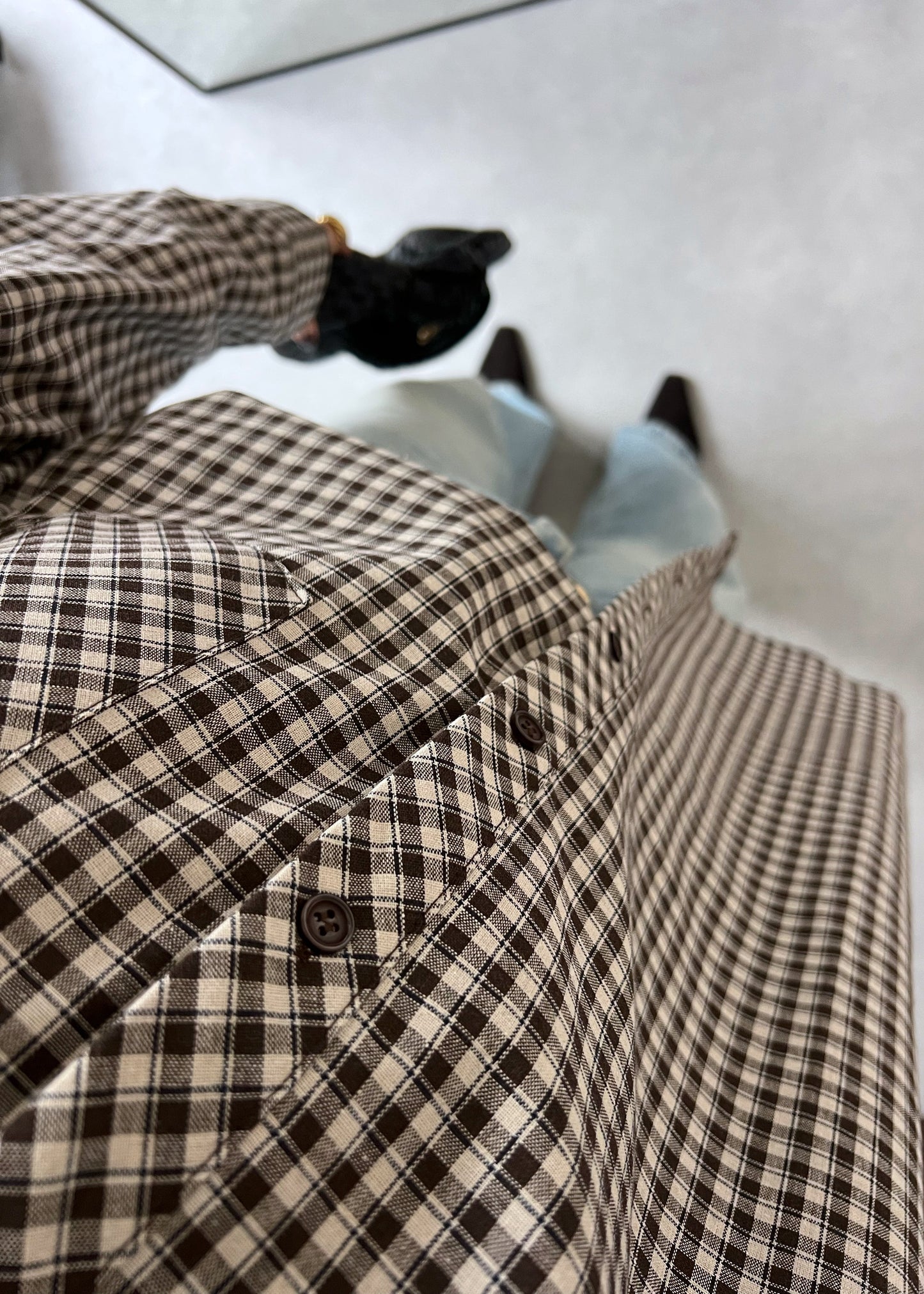 CHEMISE PETIT CARREAUX MARRON