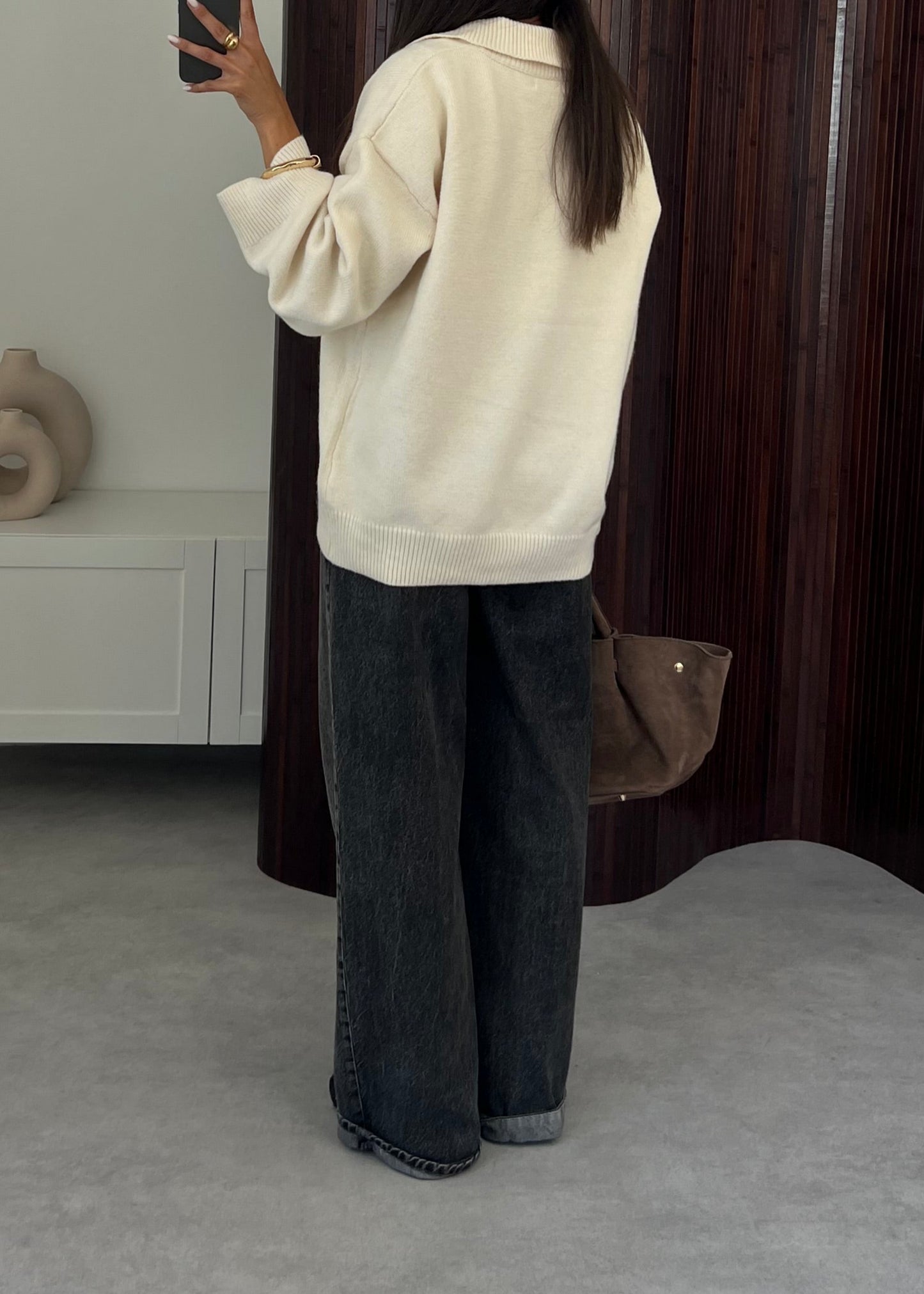 PULL COL POLO CRÈME