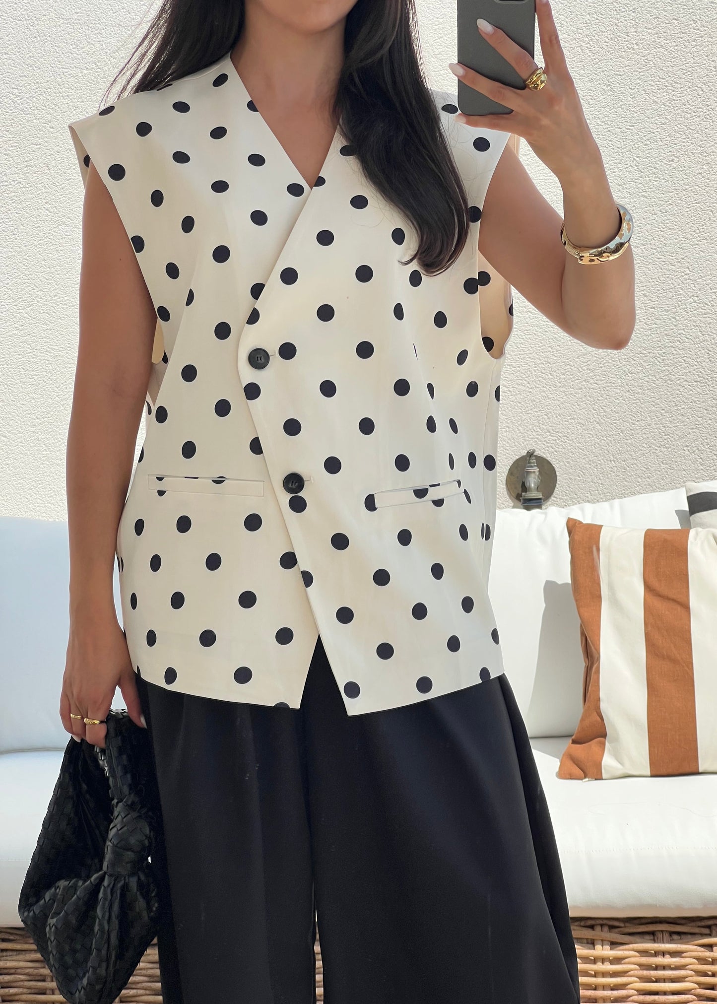 BLAZER SANS MANCHE POIS