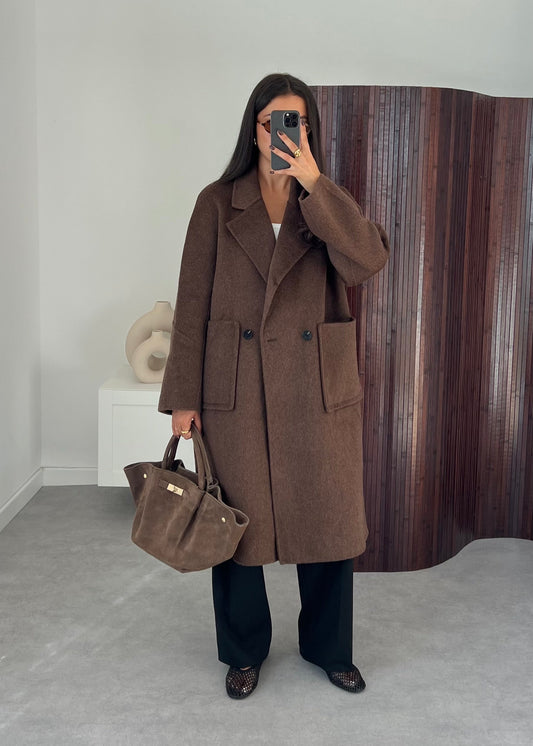 MANTEAU LAINE MARRON