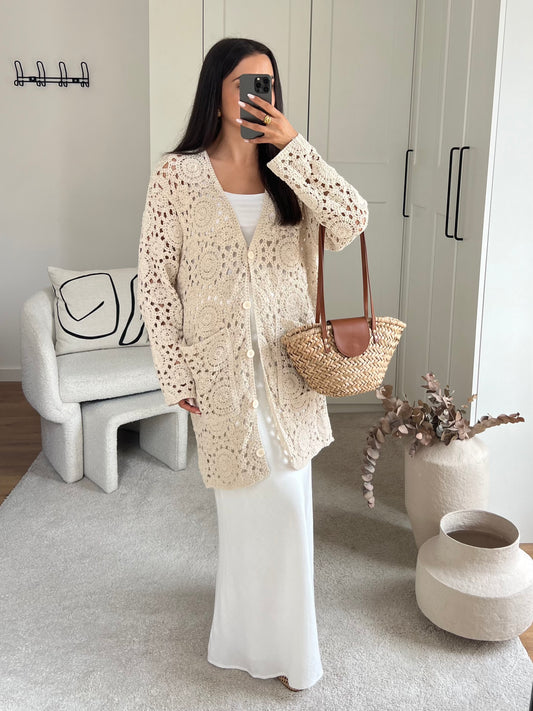 GILET CROCHET BEIGE