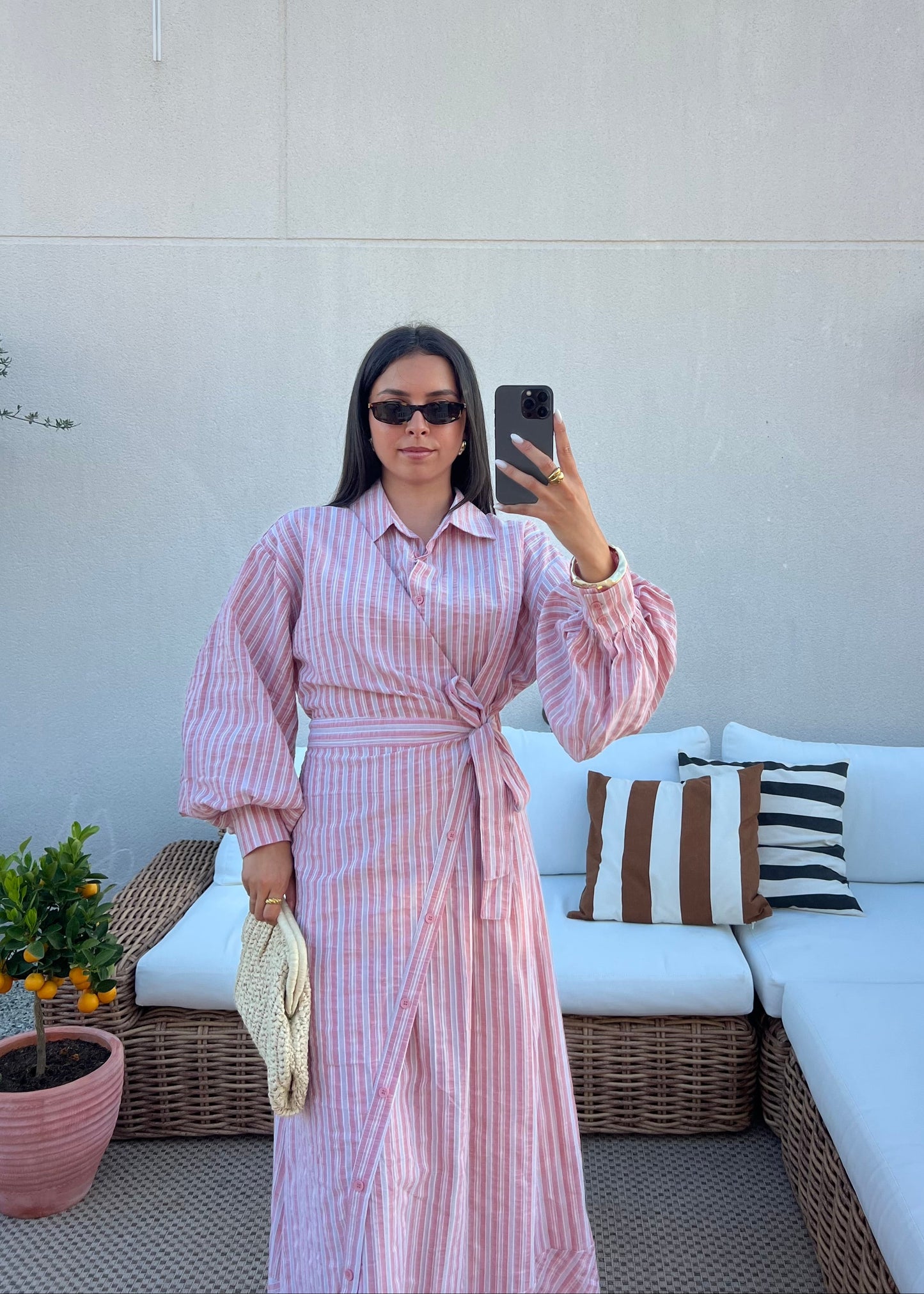 ROBE RAYURE BRIQUE