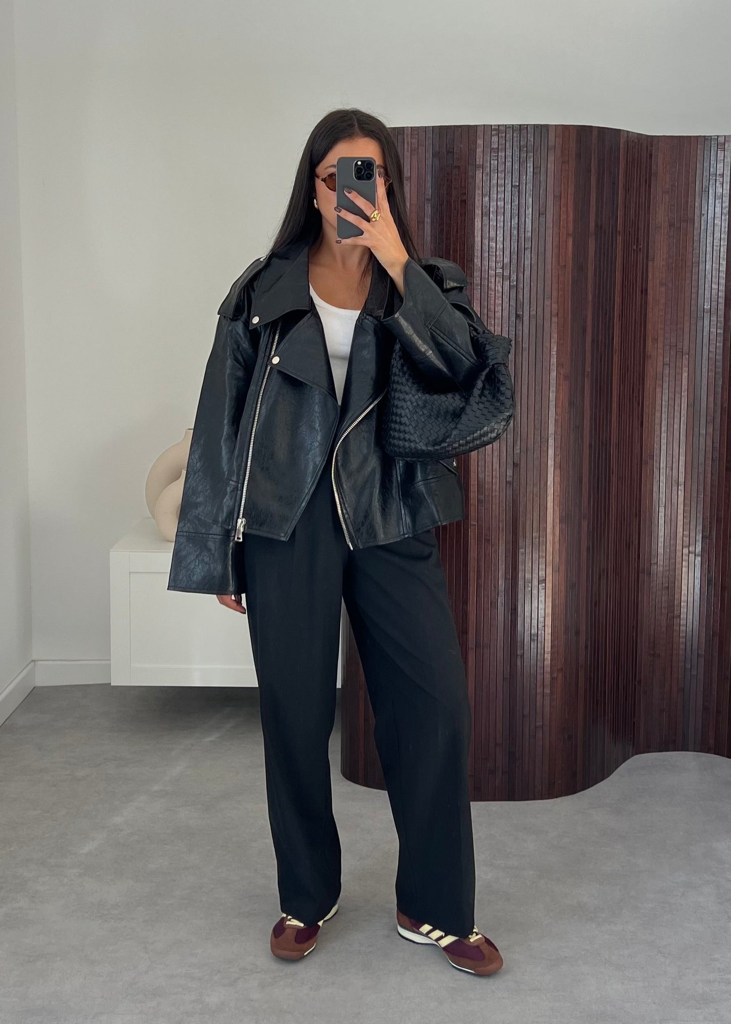 VESTE SIMILI CUIR OVERSIZE NOIRE