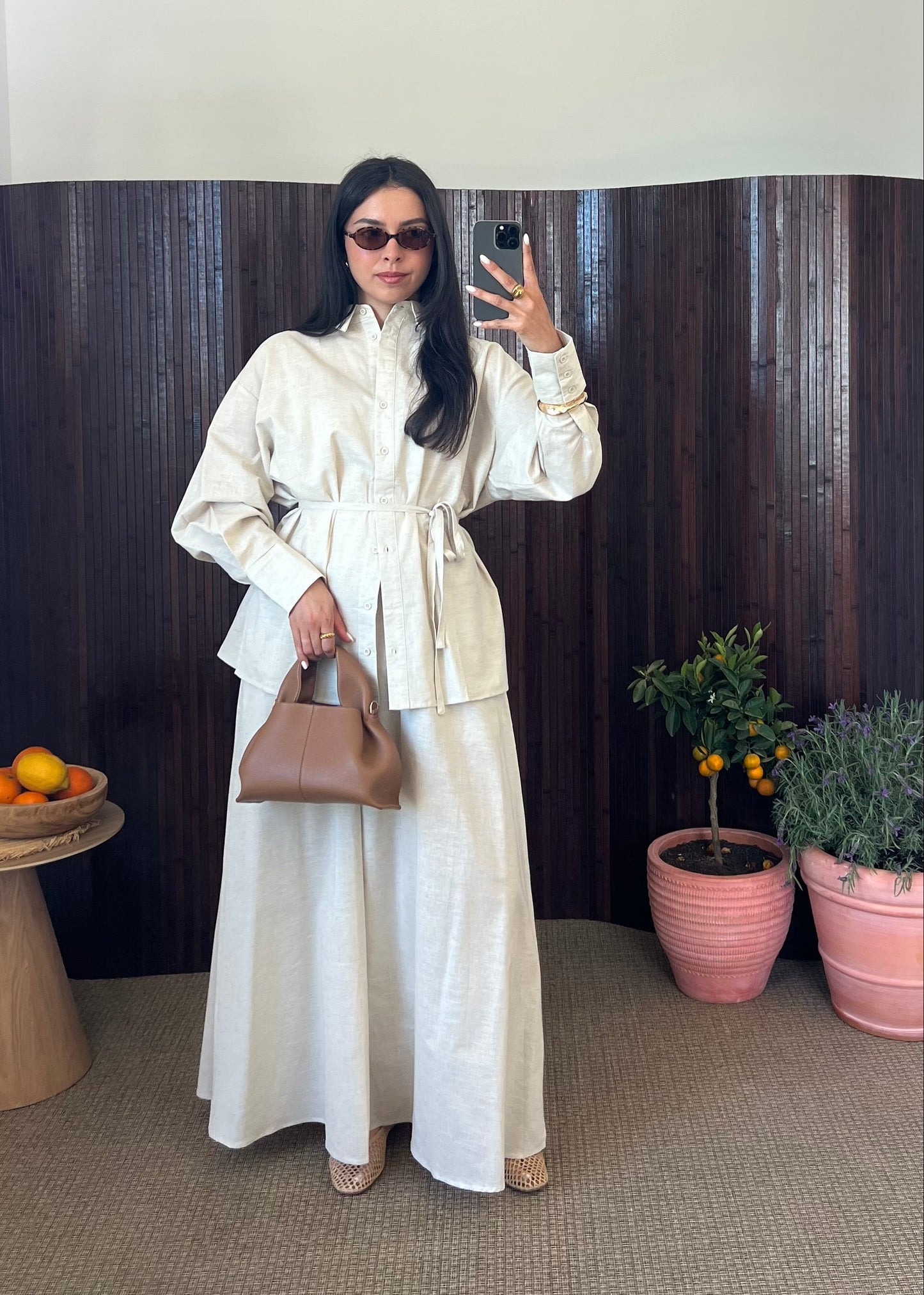 ENSEMBLE JUPE LIN BEIGE
