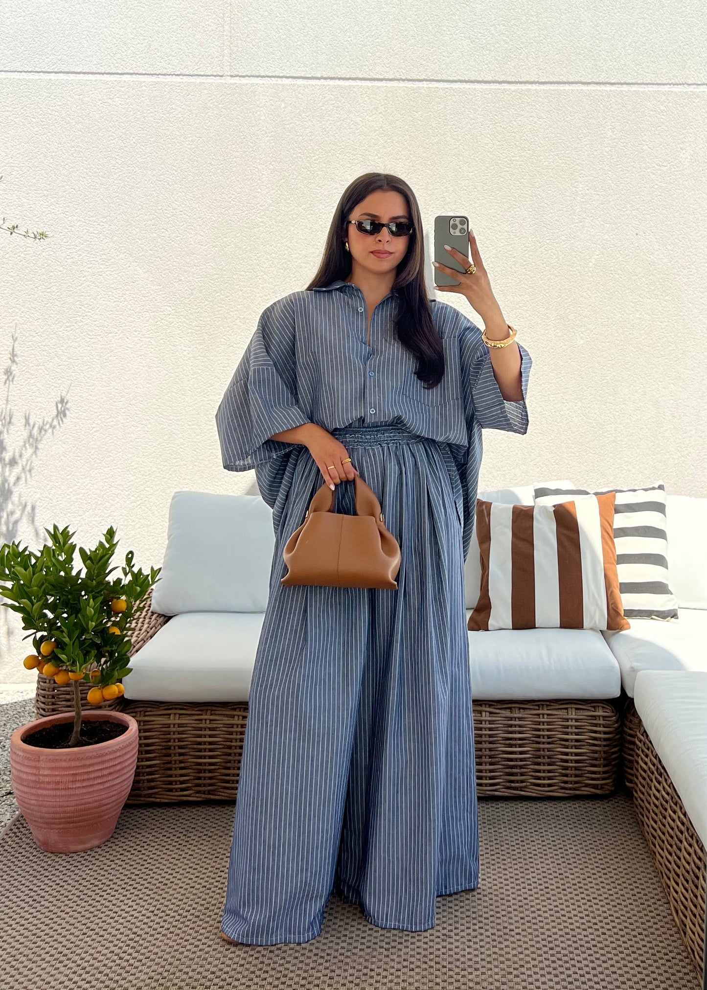 ENSEMBLE RAYURE BLEU
