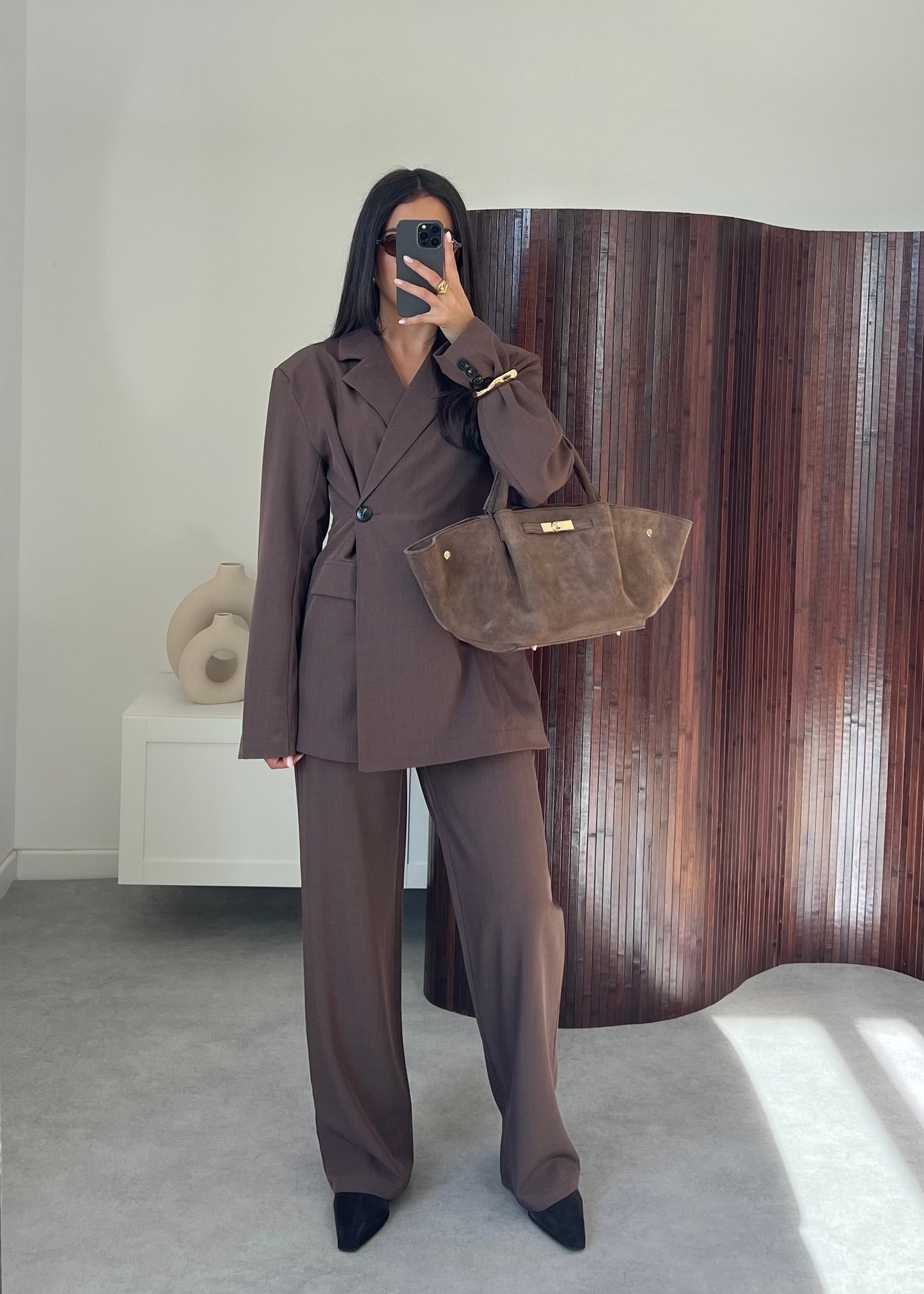 ENSEMBLE BLAZER CROISÉ MARRON
