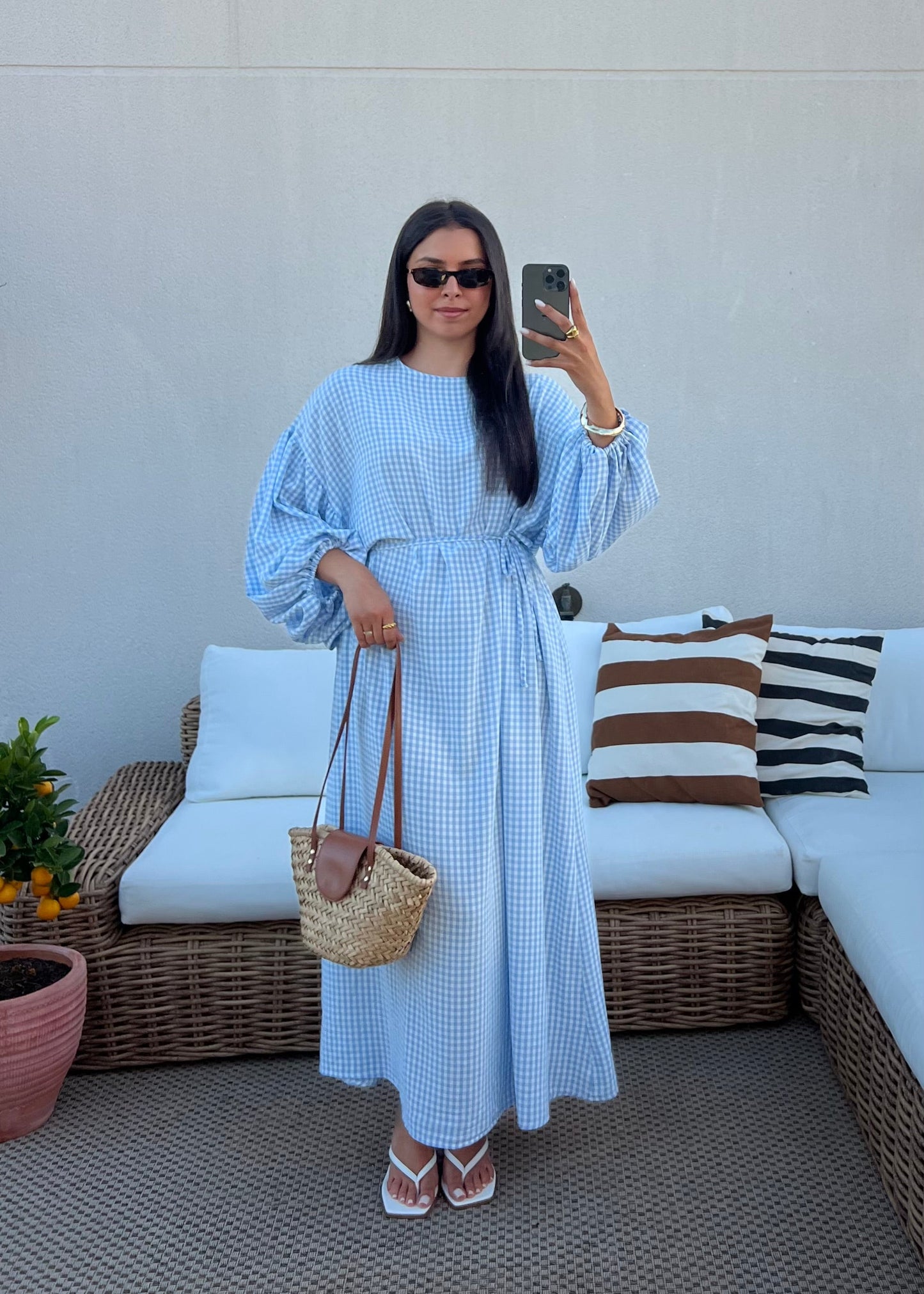 ROBE VICHY BLEU CIEL
