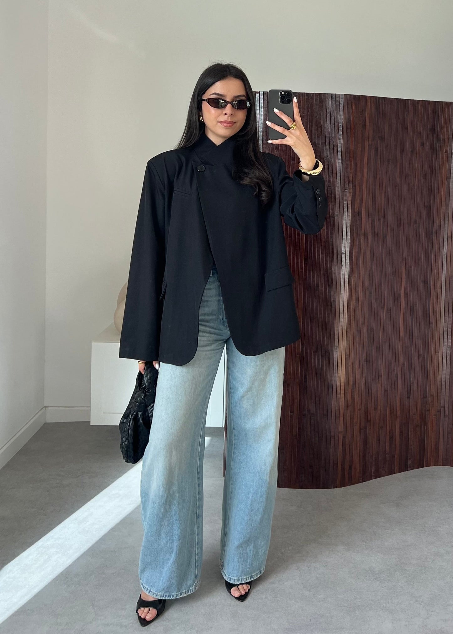 BLAZER COL CROISÉ NOIR