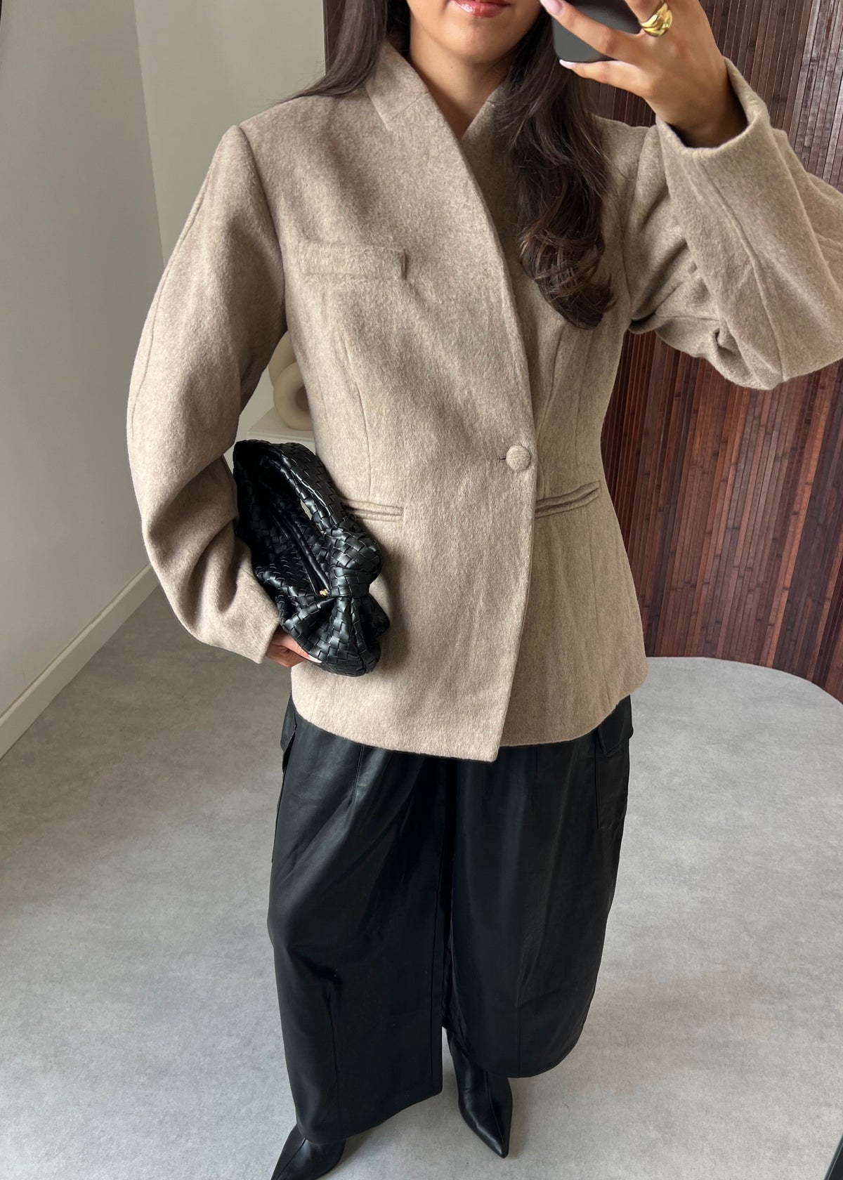 BLAZER MANTEAU LAINE TAUPE