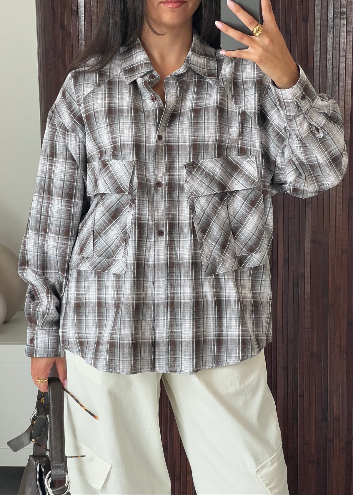 CHEMISE CARREAUX MARRON