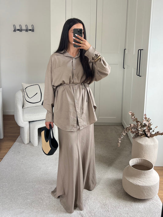ENSEMBLE JUPE LINO TAUPE