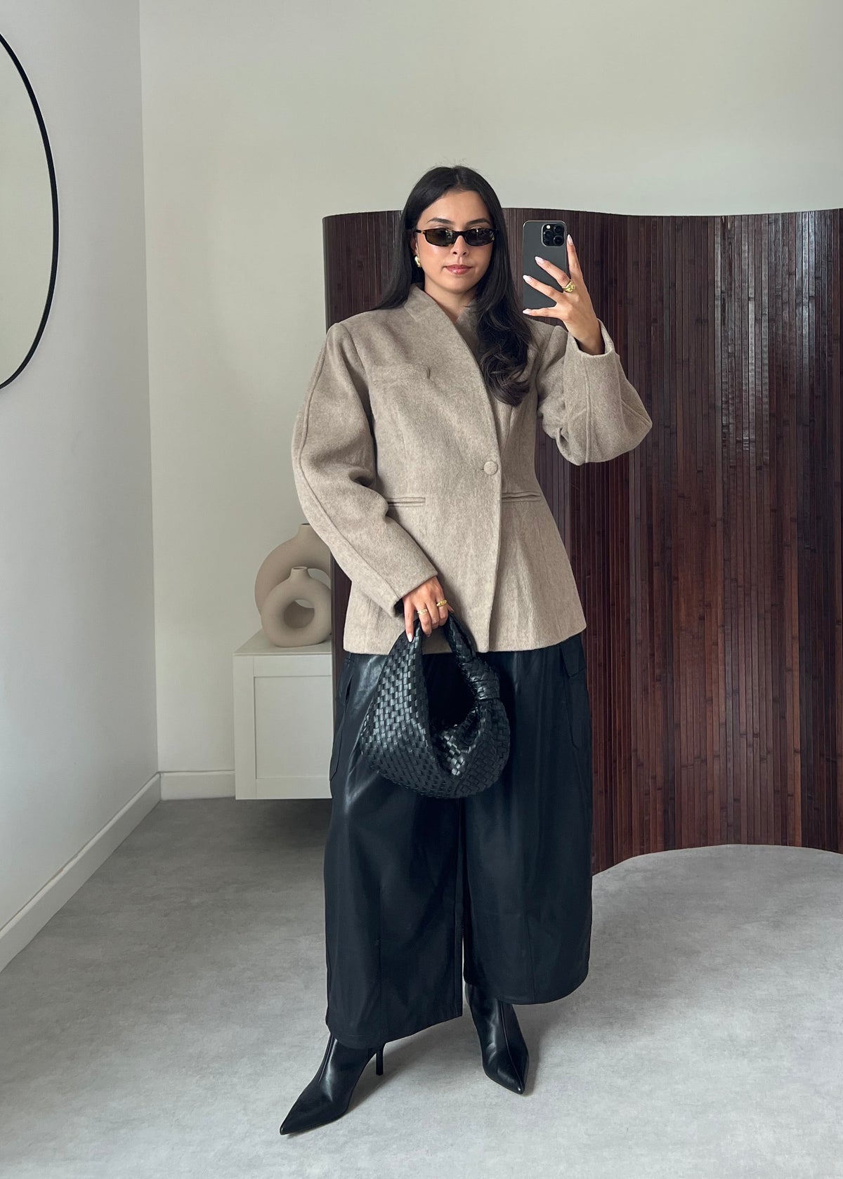 BLAZER MANTEAU LAINE TAUPE