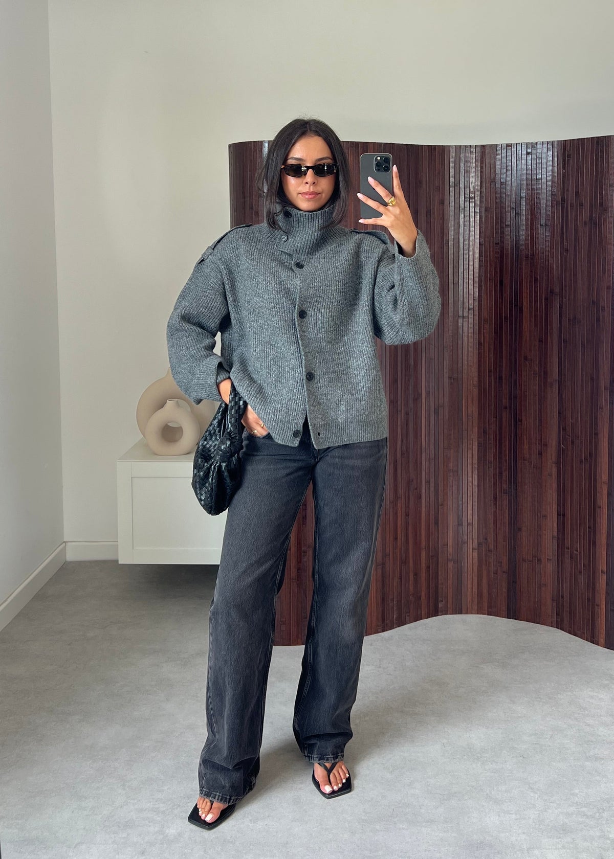 GILET COL MONTANT GRIS