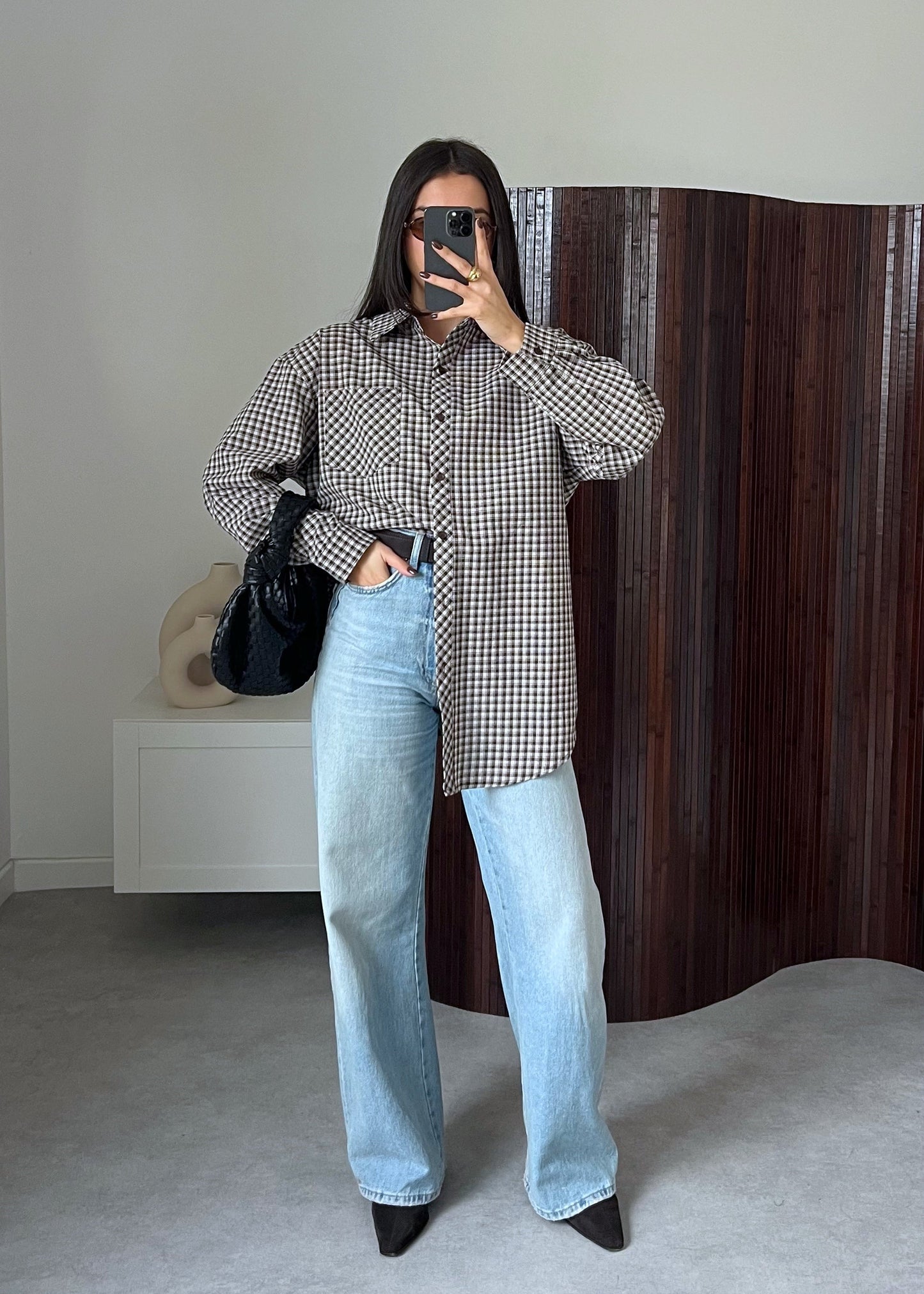 CHEMISE PETIT CARREAUX MARRON