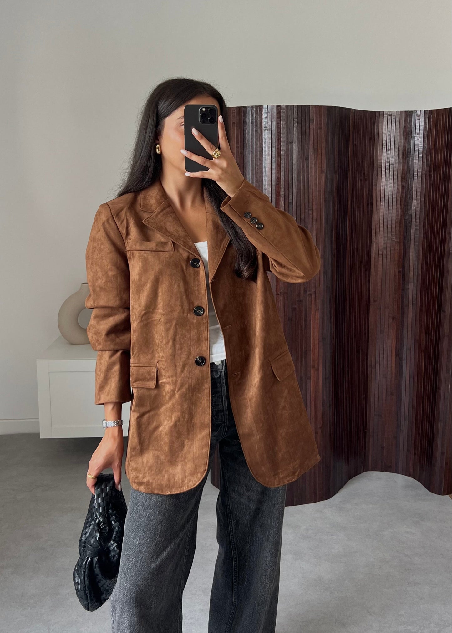 BLAZER EFFET DAIM CAMEL