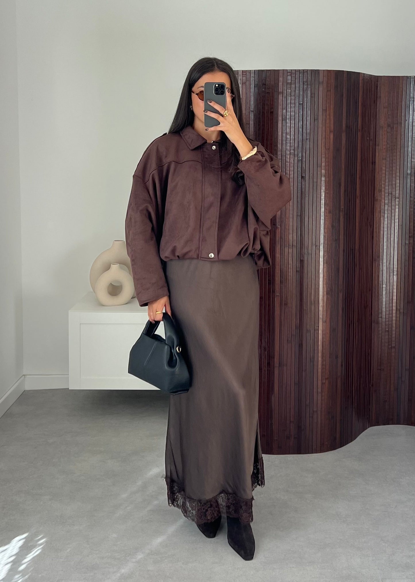 VESTE EFFET DAIM CHOCO