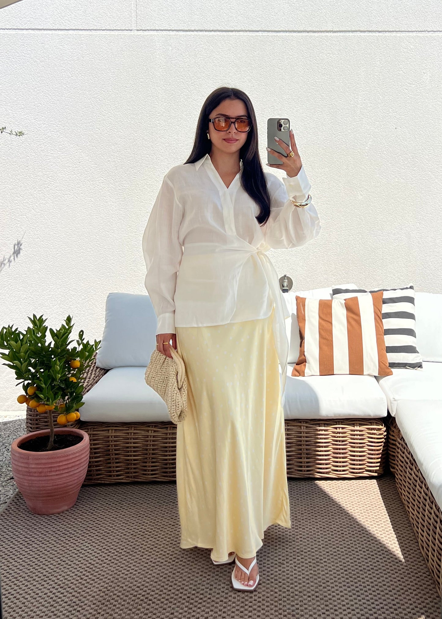 JUPE JAUNE POIS BLANC