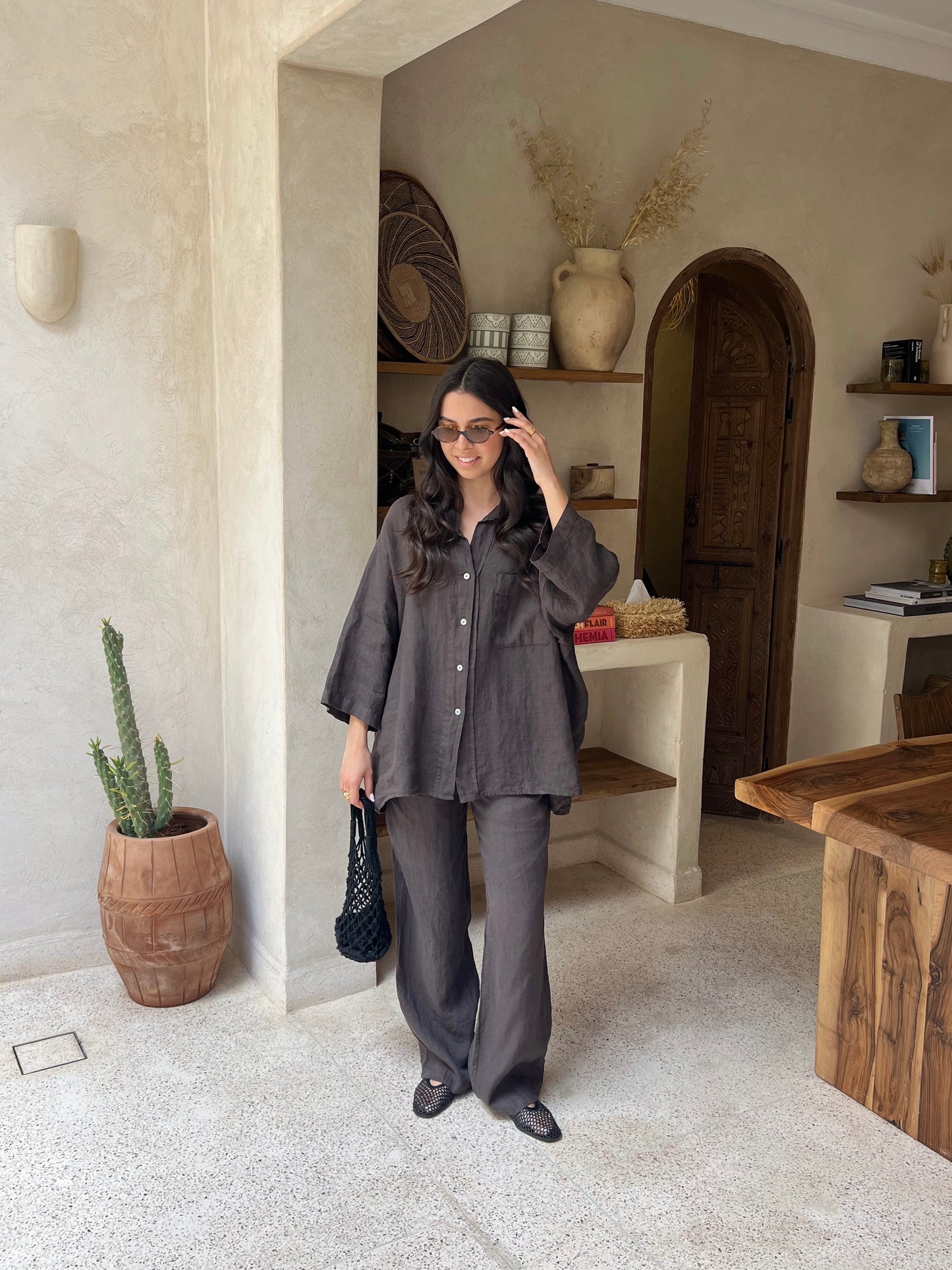 BROWN LINEN SUPERIOR SET