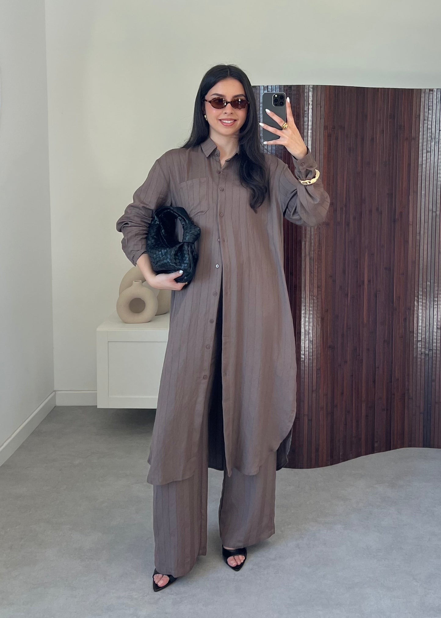 ENSEMBLE MARRON CHEMISE LONGUE