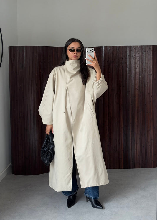 TRENCH COL MONTANT BEIGE CLAIR